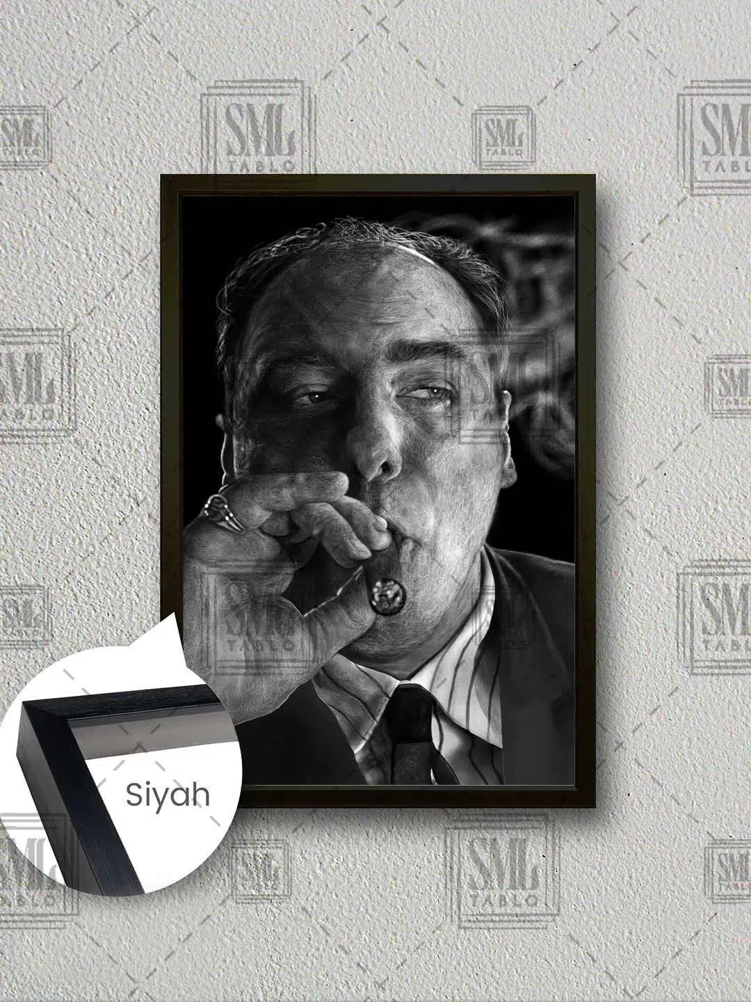 Tony Soprano James Gandolfini The Sopranos Dizi Çerçeveli Dikey Kanvas Tablo - Siyah