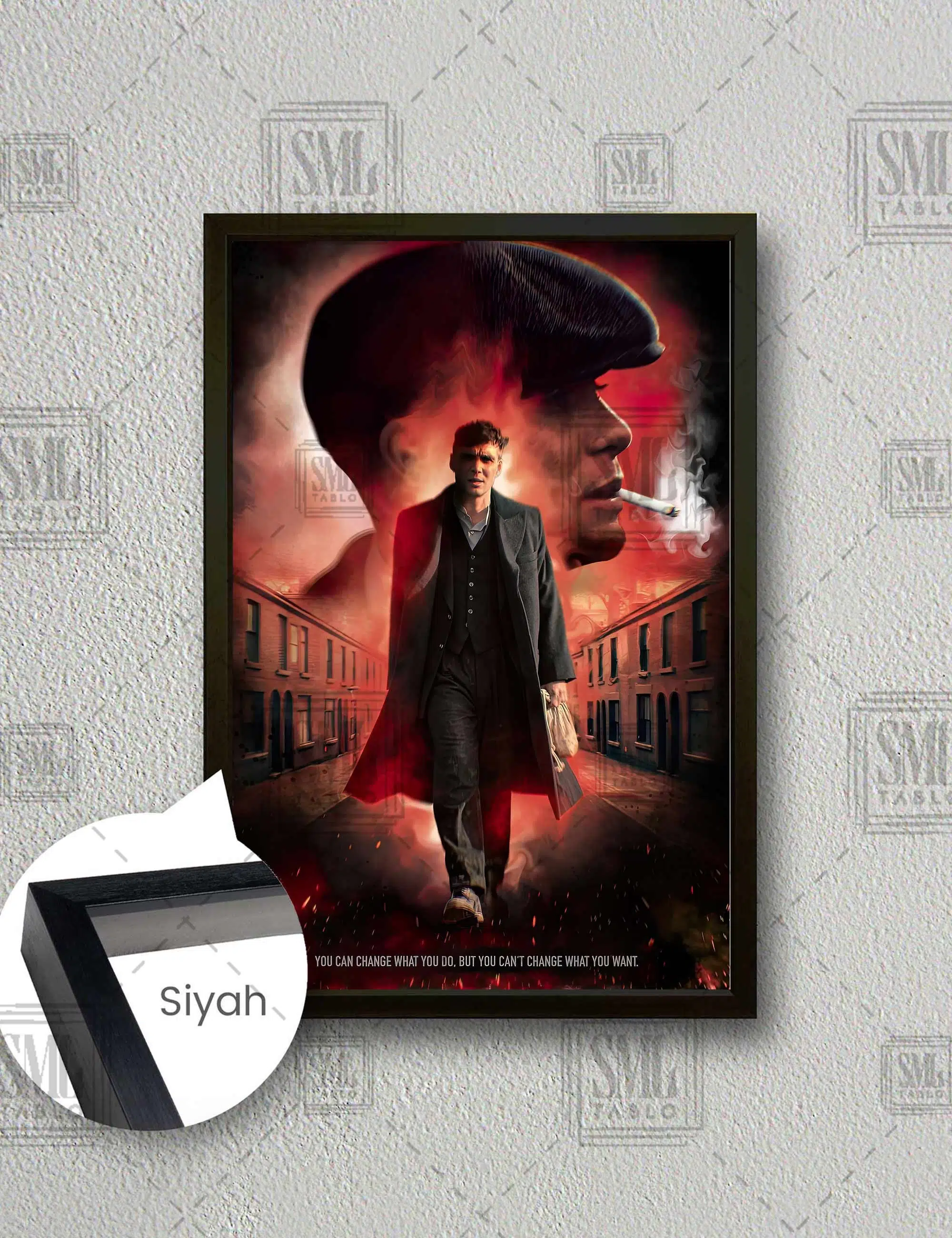 Peaky Blinders Thomas Shelby Yürürken Afiş Dikey Çerçeveli Kanvas Tablo - Siyah