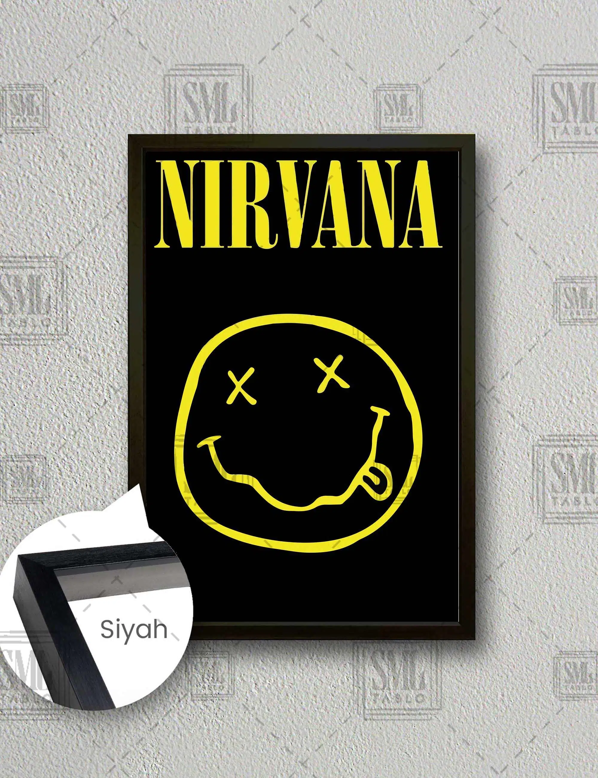 Nirvana Kurt Cobain Nırvana Müzik Grubu Dikey Çerçeveli Kanvas Tablo - Siyah