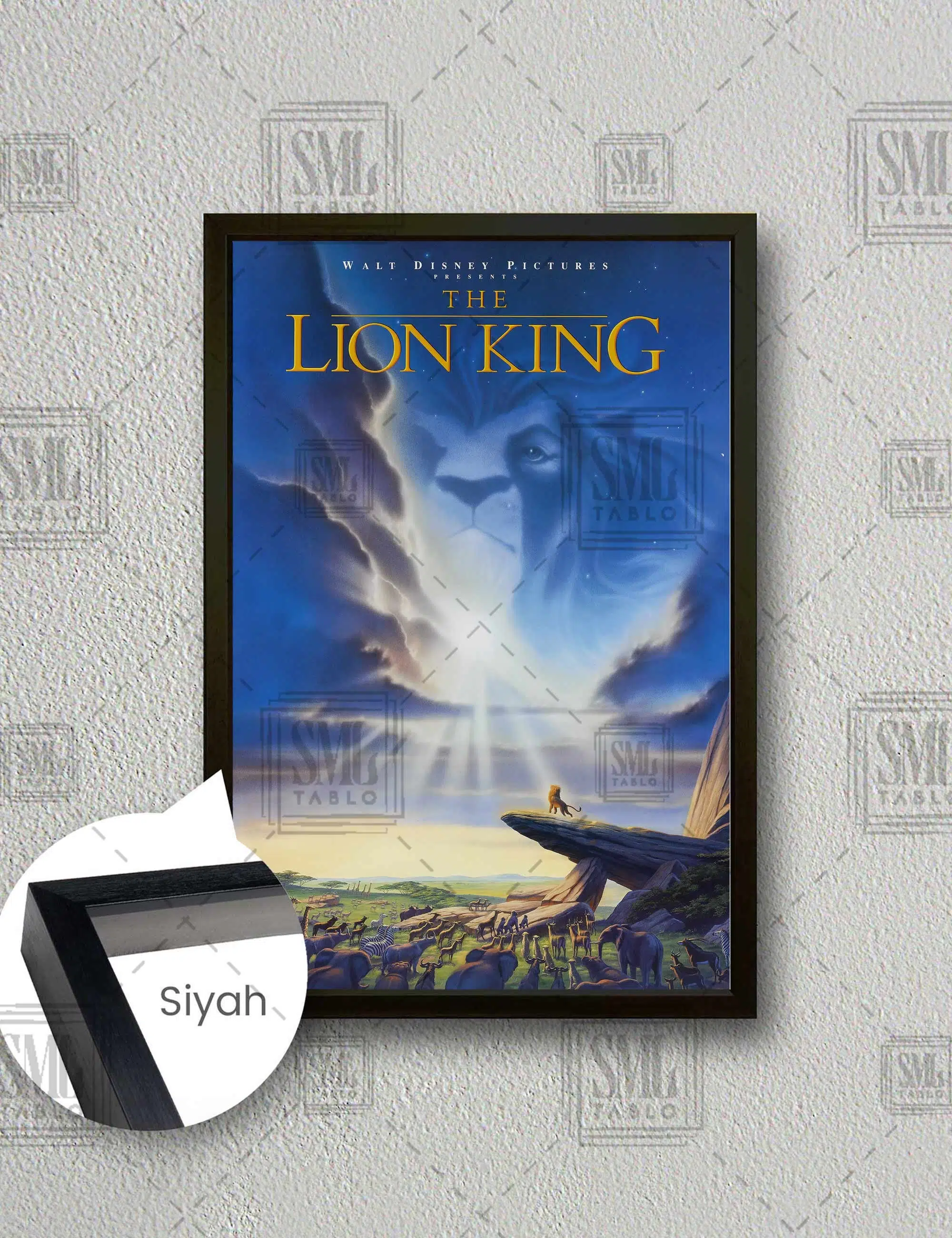 Aslan Kral Filmi Lion King Orjinal Afişi Efsane Film Dikey Çerçeveli Kanvas Tablo - Siyah