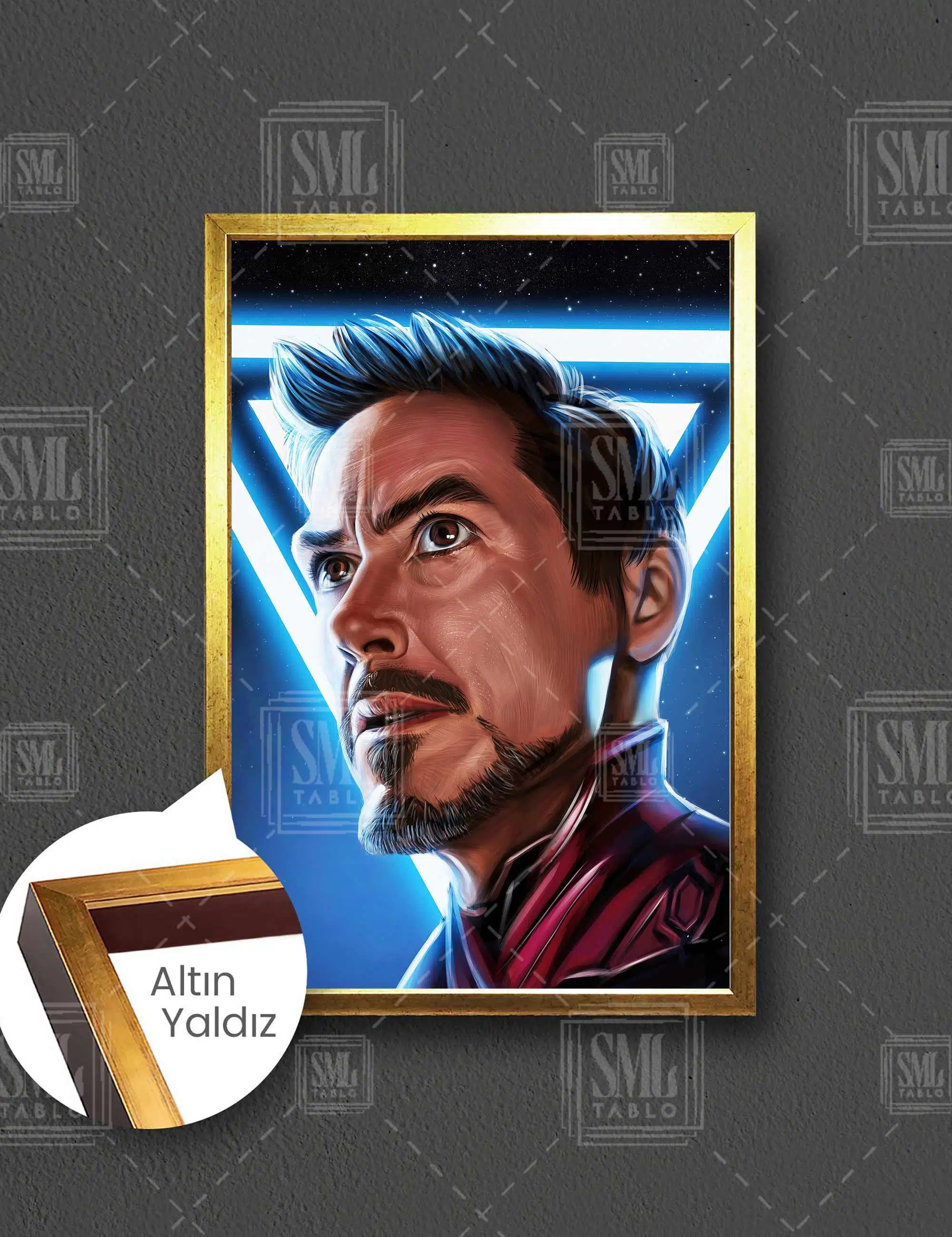 Tony Stark Iron Man Dijital Sanat Süper Kahraman Dikey Çerçeveli Kanvas Tablo