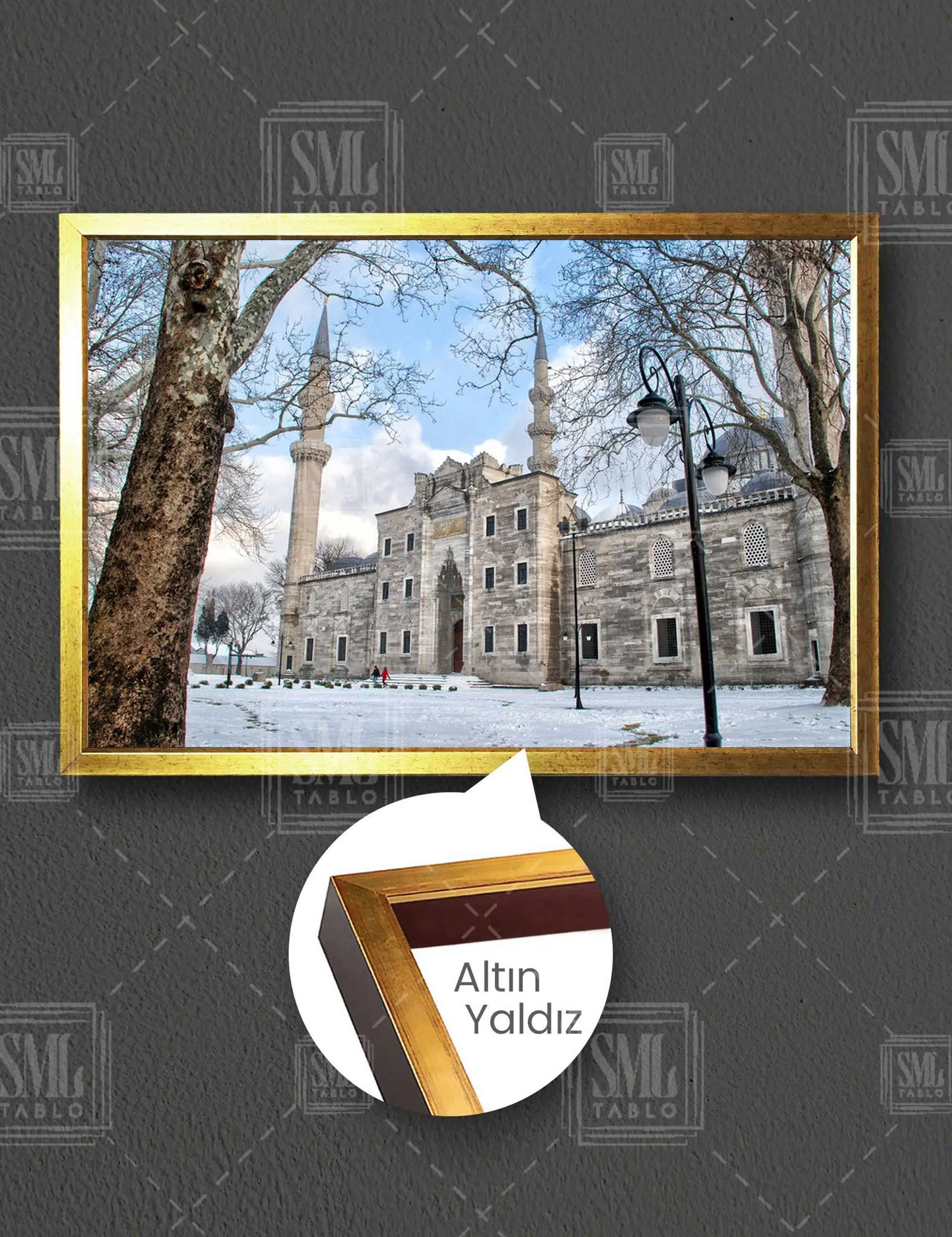 Karlar İçinde Sultan Ahmet Camii Blue Manzara Yatay Çerçeveli Kanvas Tablo