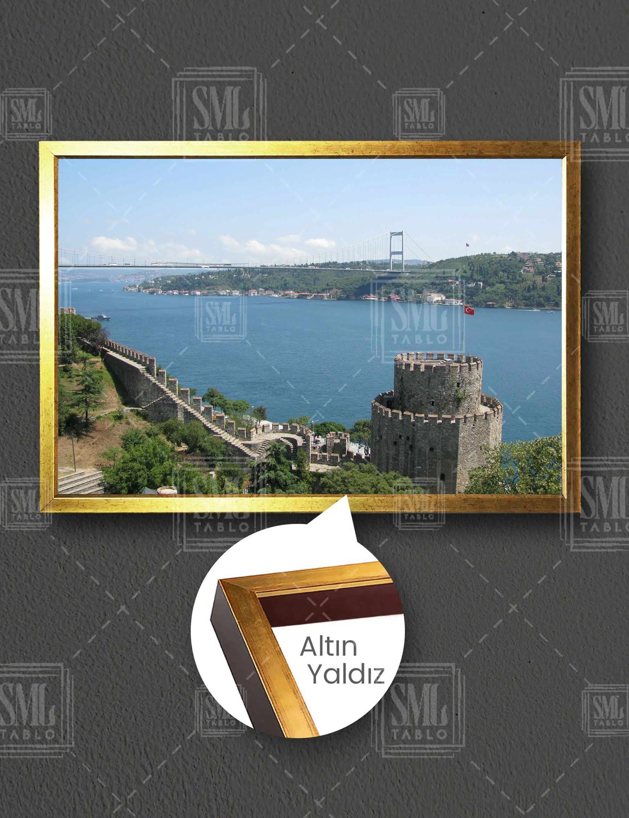 İstanbul Surları Boğaz Manzarası Köprü Doğa Türkiye Yatay Çerçeveli Kanvas Tablo