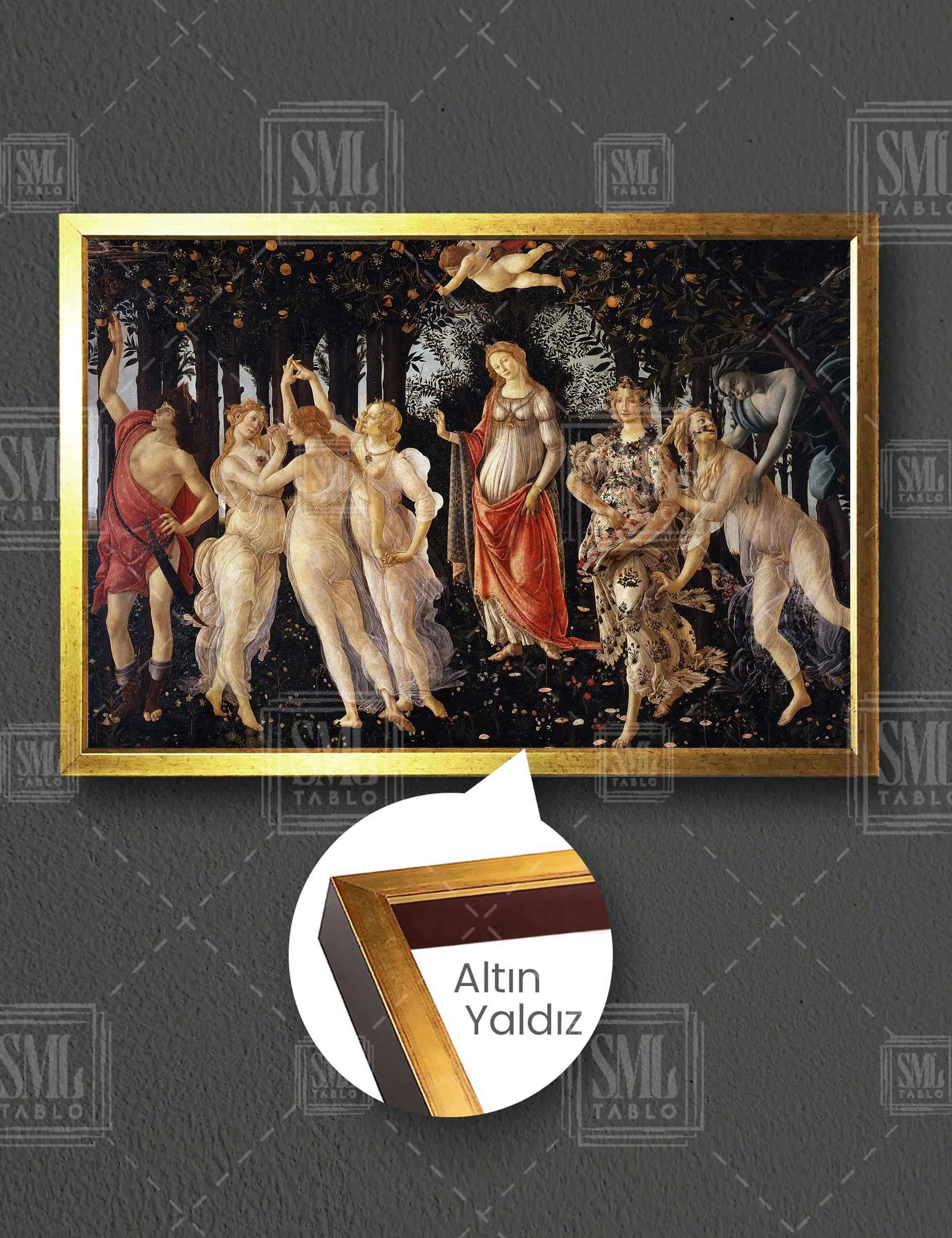 Sandro Botticelli İtalyan Rönesansı Kadınlar Tül Melek Yatay Çerçeveli Kanvas Tablo