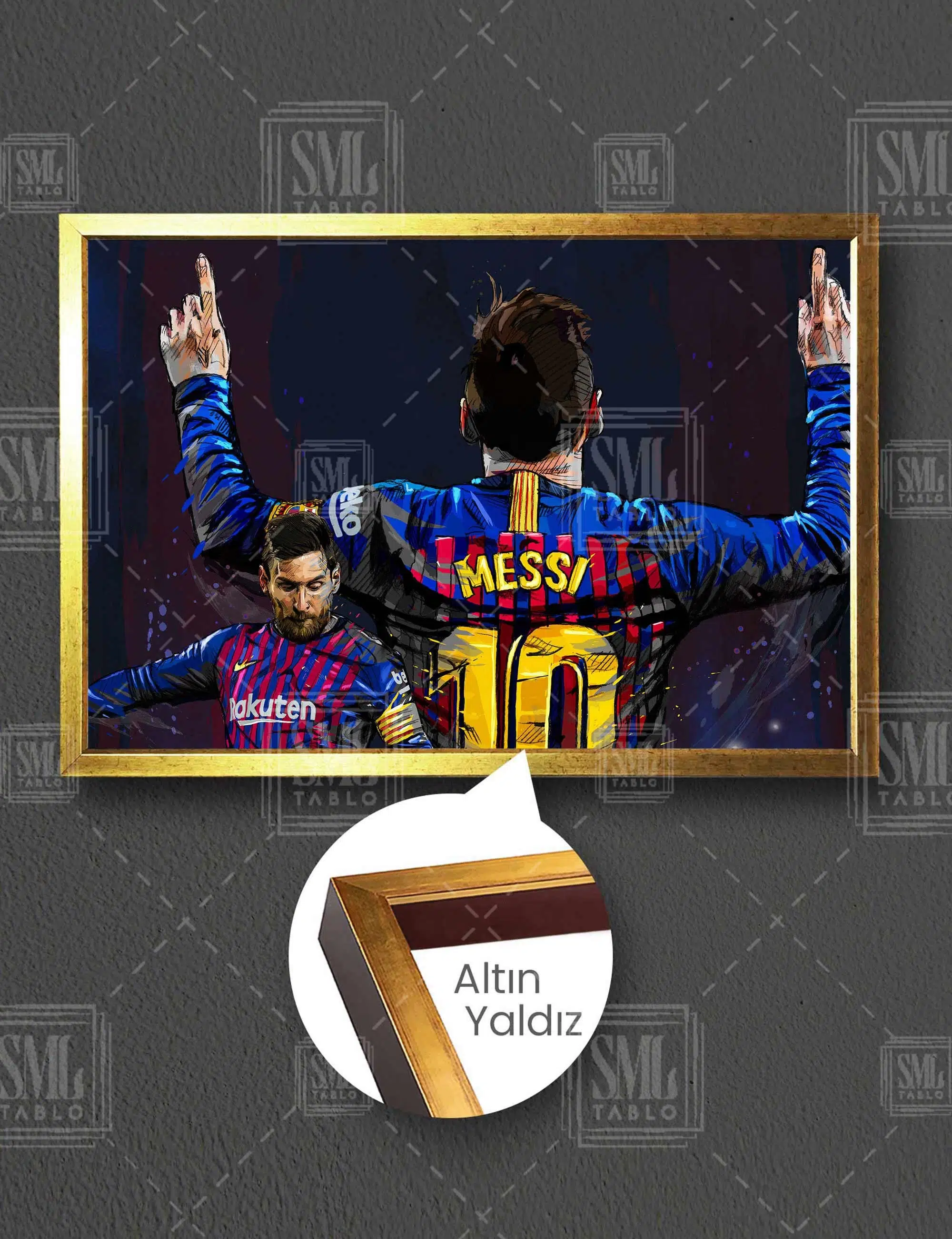 Lionel Messi Barselona Futbol Fc Barcelona Yatay Çerçeveli Kanvas Tablo