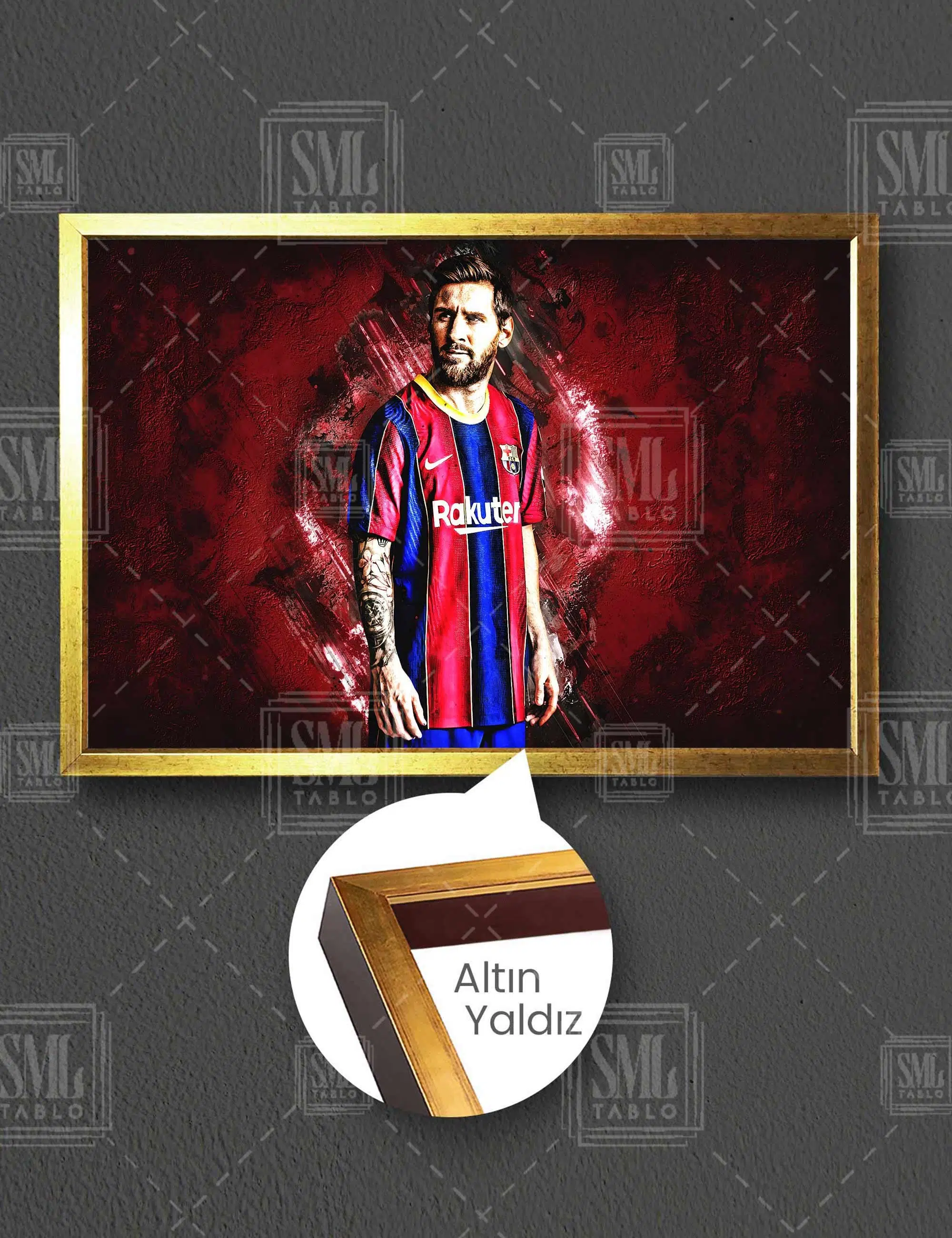 Lionel Messi Barselona Futbol Fc Barcelona Taraftar Spor Yatay Çerçeveli Kanvas Tablo