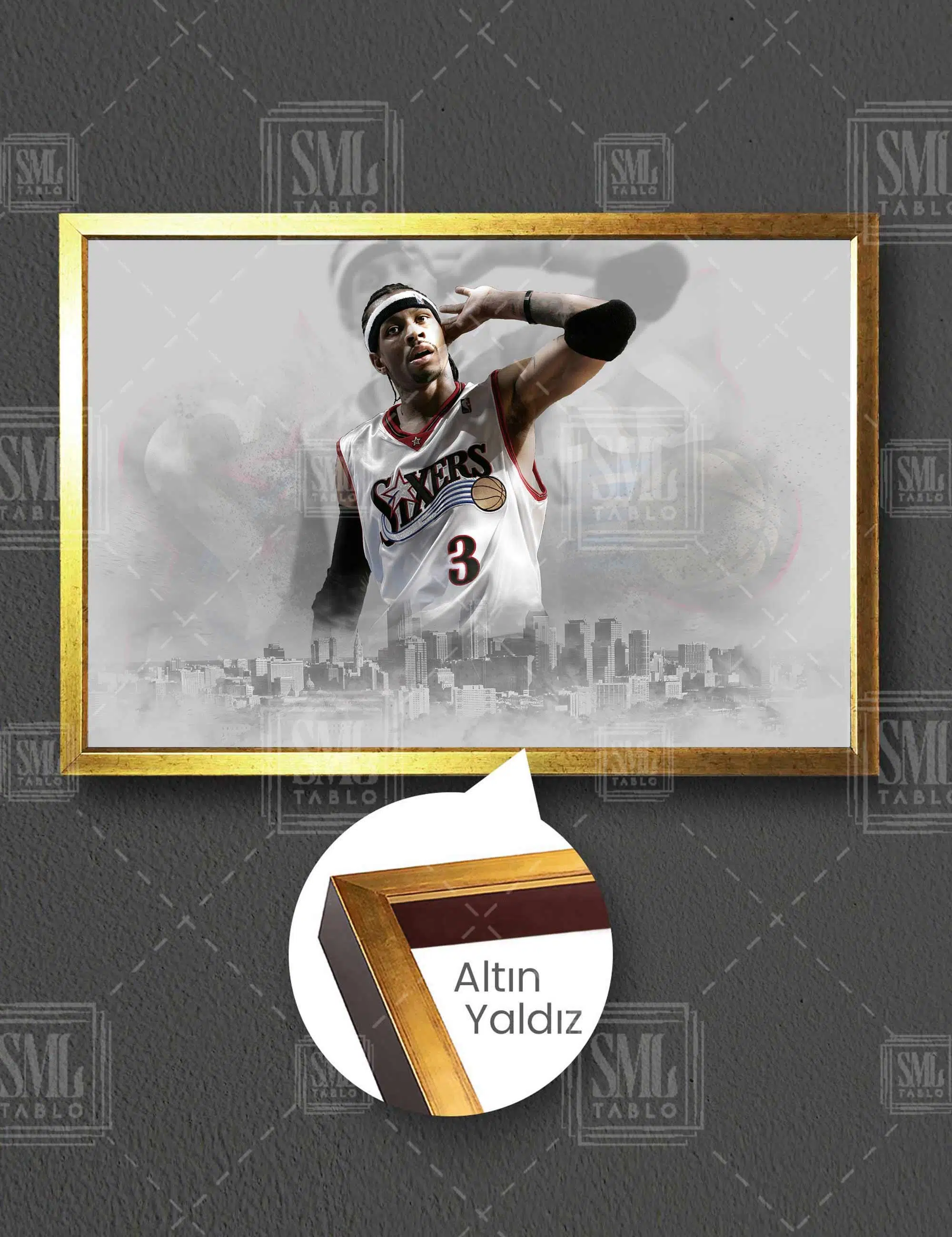 Allen Iverson Basketbol Nba Soyut Art Dekoratif Yatay Çerçeveli Kanvas Tablo