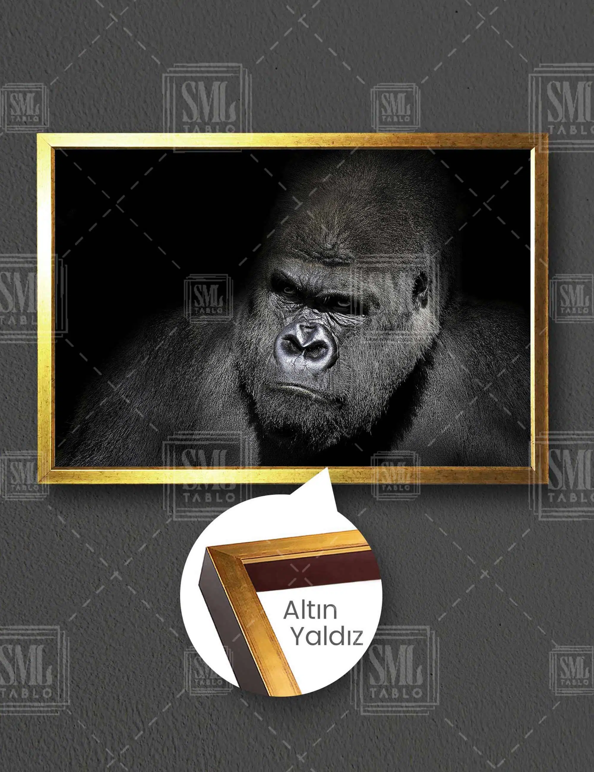 Dev Kral Goril Vahşi Hayvan King Kong Dekor Yatay Çerçeveli Kanvas Tablo