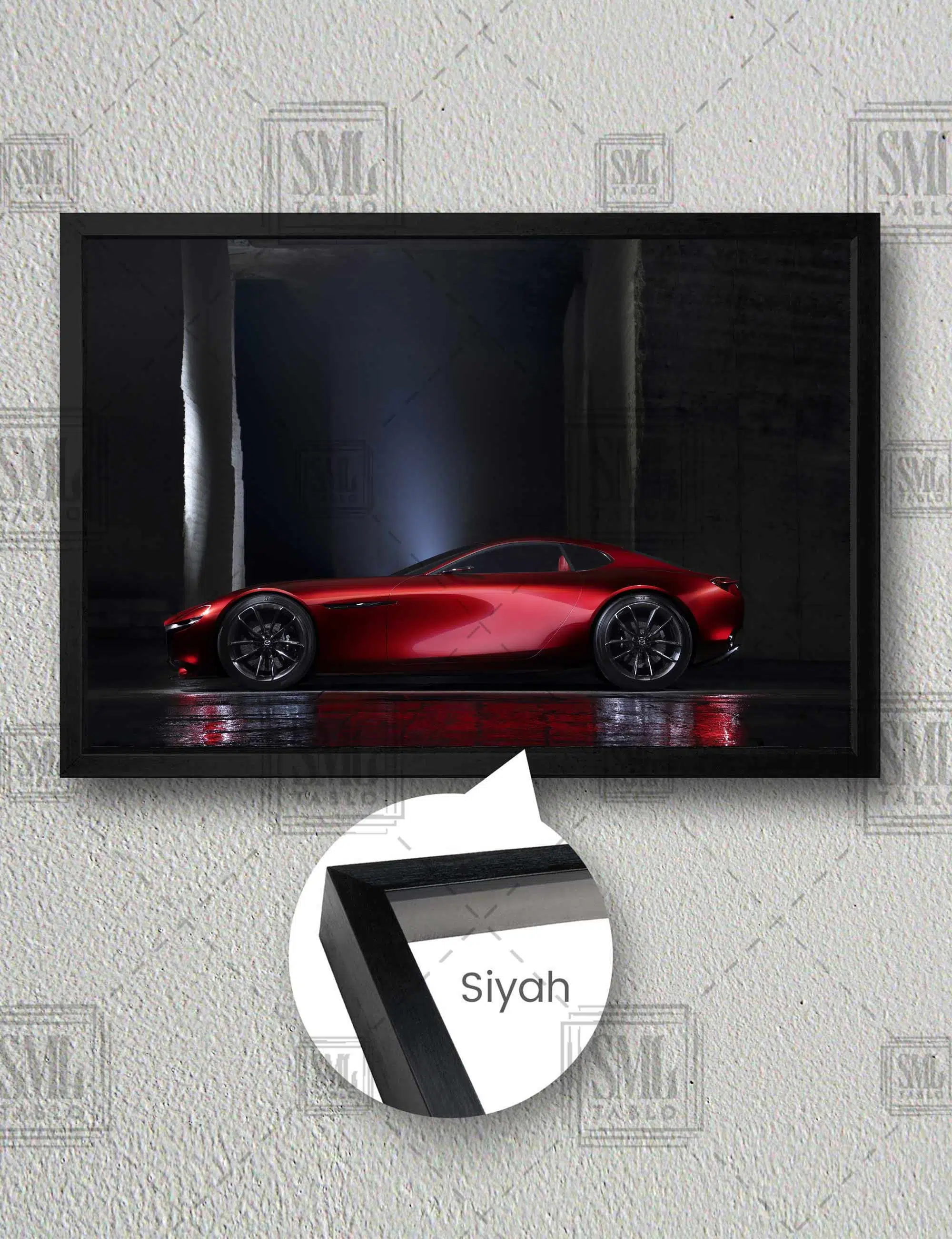 Kırmızı Mazda Rx Karizma Araba Dekor Yatay Çerçeveli Kanvas Tablo - Siyah