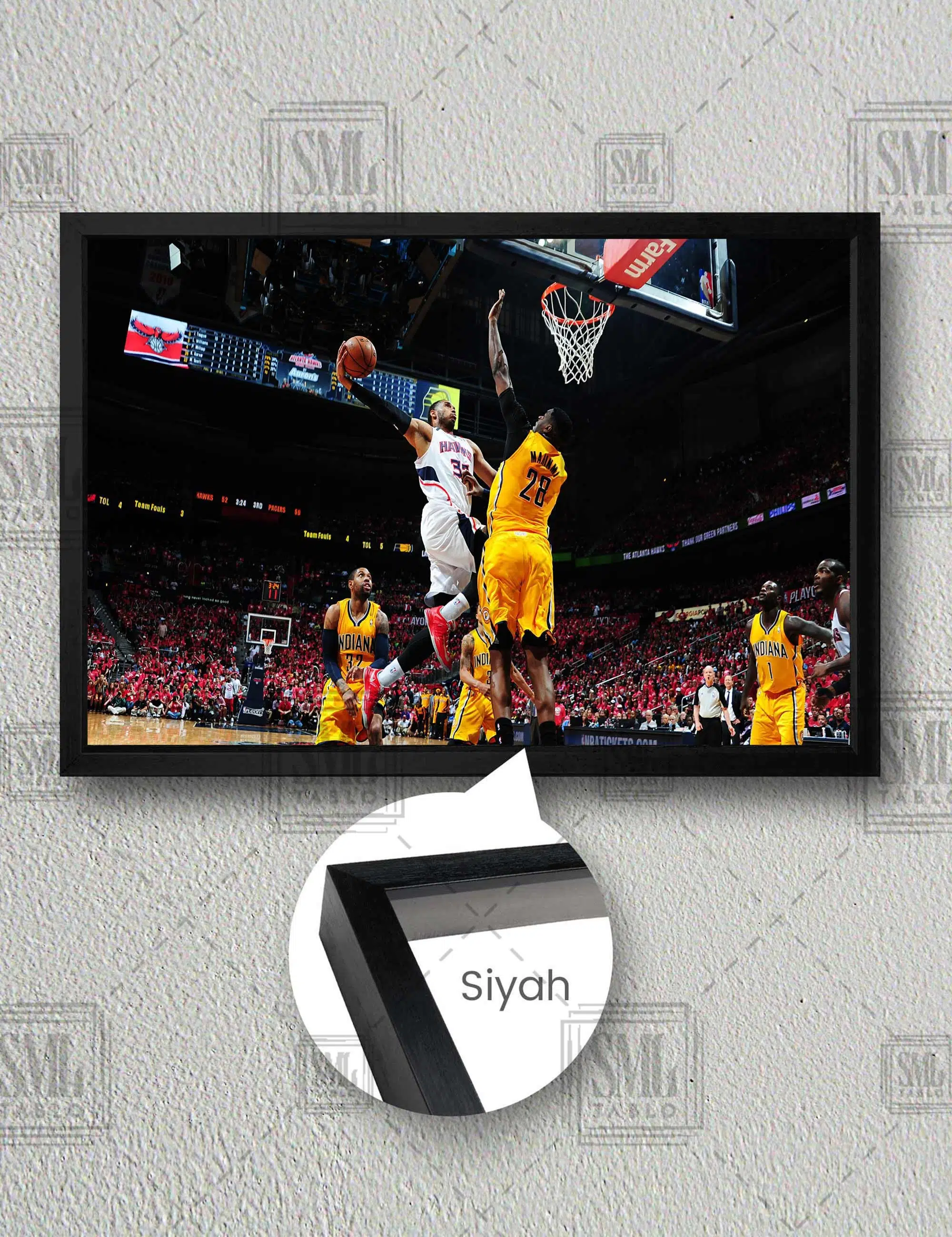 Kobe Bryant Efsane Smaç Nba Basketbol Yatay Çerçeveli Kanvas Tablo - Siyah