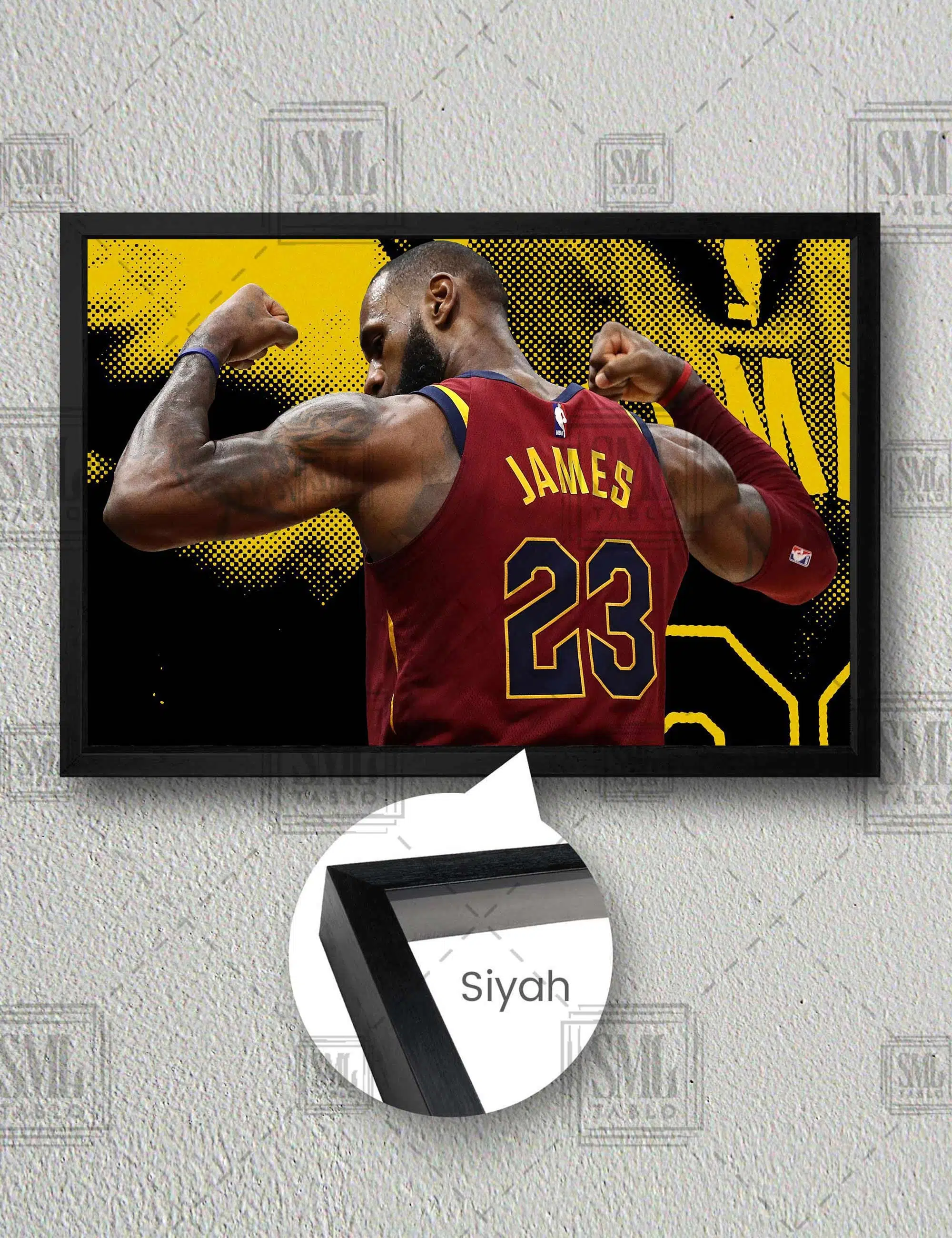 Lebron James Yirmi Üç Numara Nba Basketbol Yatay Çerçeveli Kanvas Tablo - Siyah