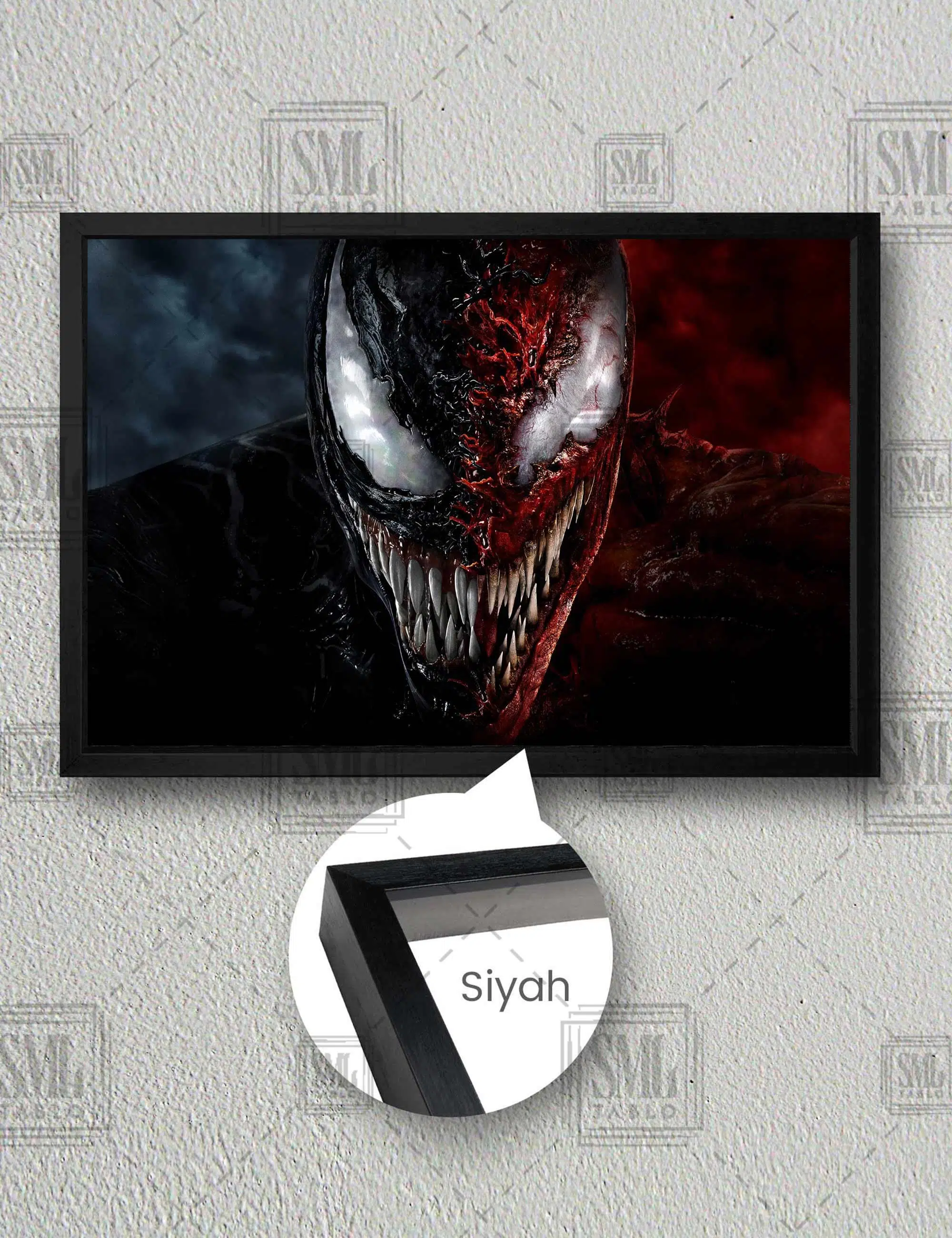 Venom Zehirli Öfke Film Sanat Yaratık Dekor Yatay Çerçeveli Kanvas Tablo - Siyah
