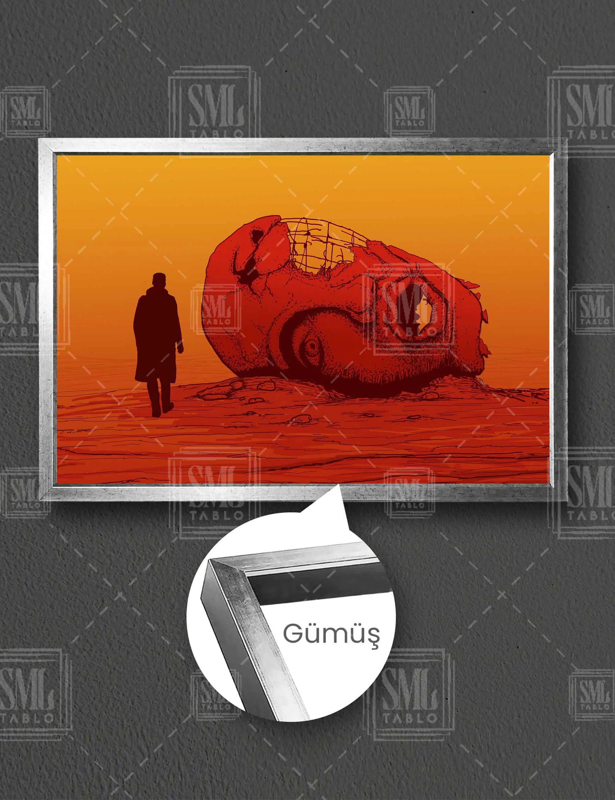 Bladerunner 2049 Filmi İlüstrasyon Yatay Çerçeveli Kanvas Tablo - Gümüş