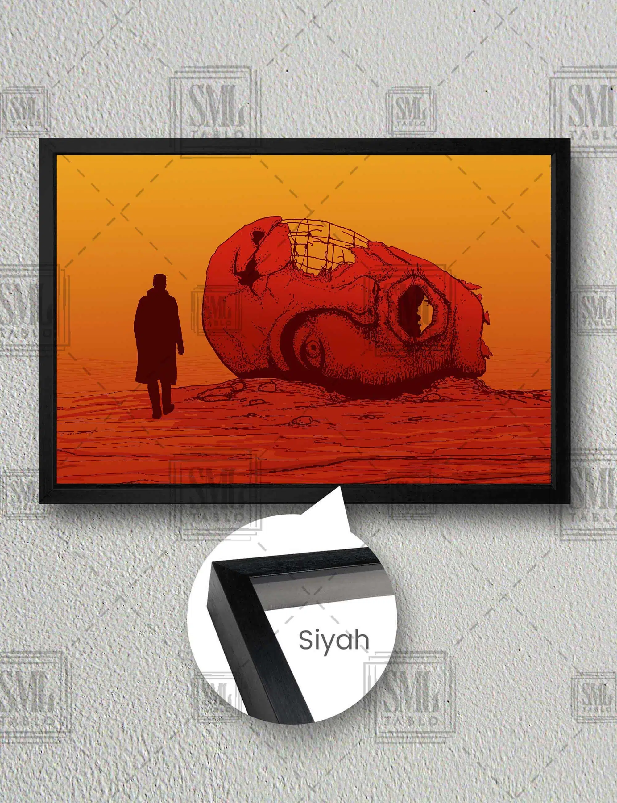 Bladerunner 2049 Filmi İlüstrasyon Yatay Çerçeveli Kanvas Tablo - Siyah