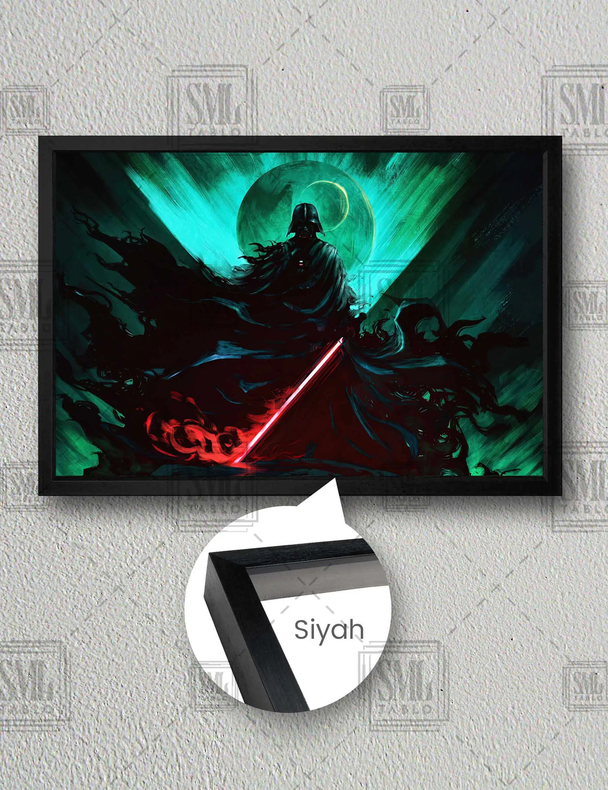 Darth Wader Karanlık Lord Işın Kılıcı Star Wars Yatay Çerçeveli Kanvas Tablo - Siyah