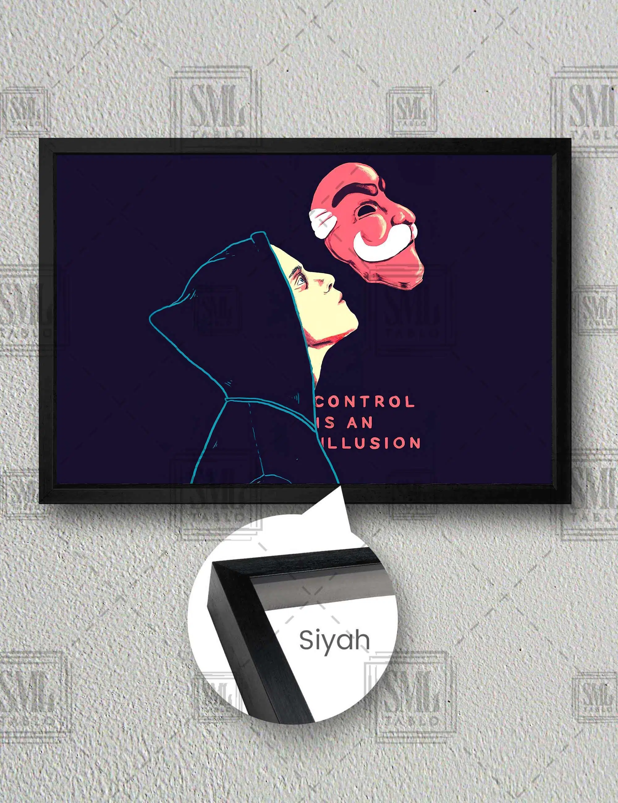 Mr Robot Hacker Control İs An Illusıon Yatay Çerçeveli Kanvas Tablo - Siyah
