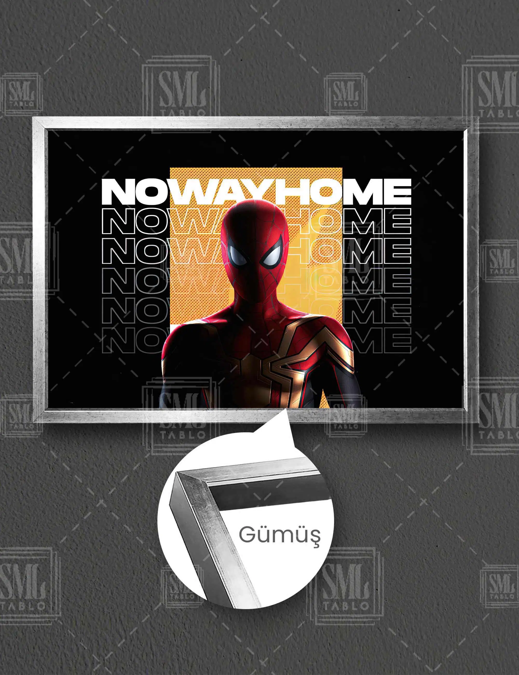 Spiderman No Way Home Örümcek Adam Yatay Çerçeveli Kanvas Tablo - Gümüş