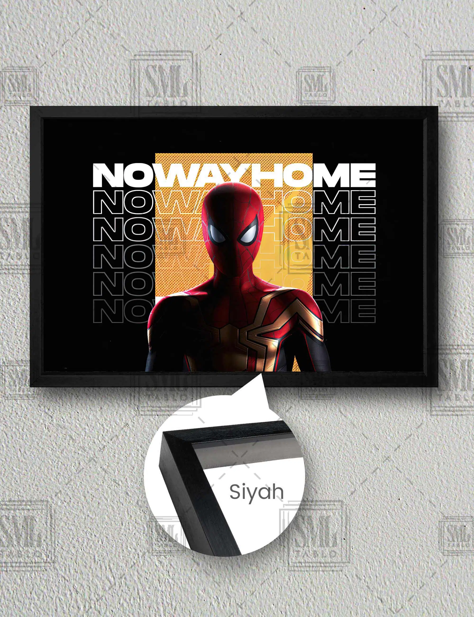 Spiderman No Way Home Örümcek Adam Yatay Çerçeveli Kanvas Tablo - Siyah