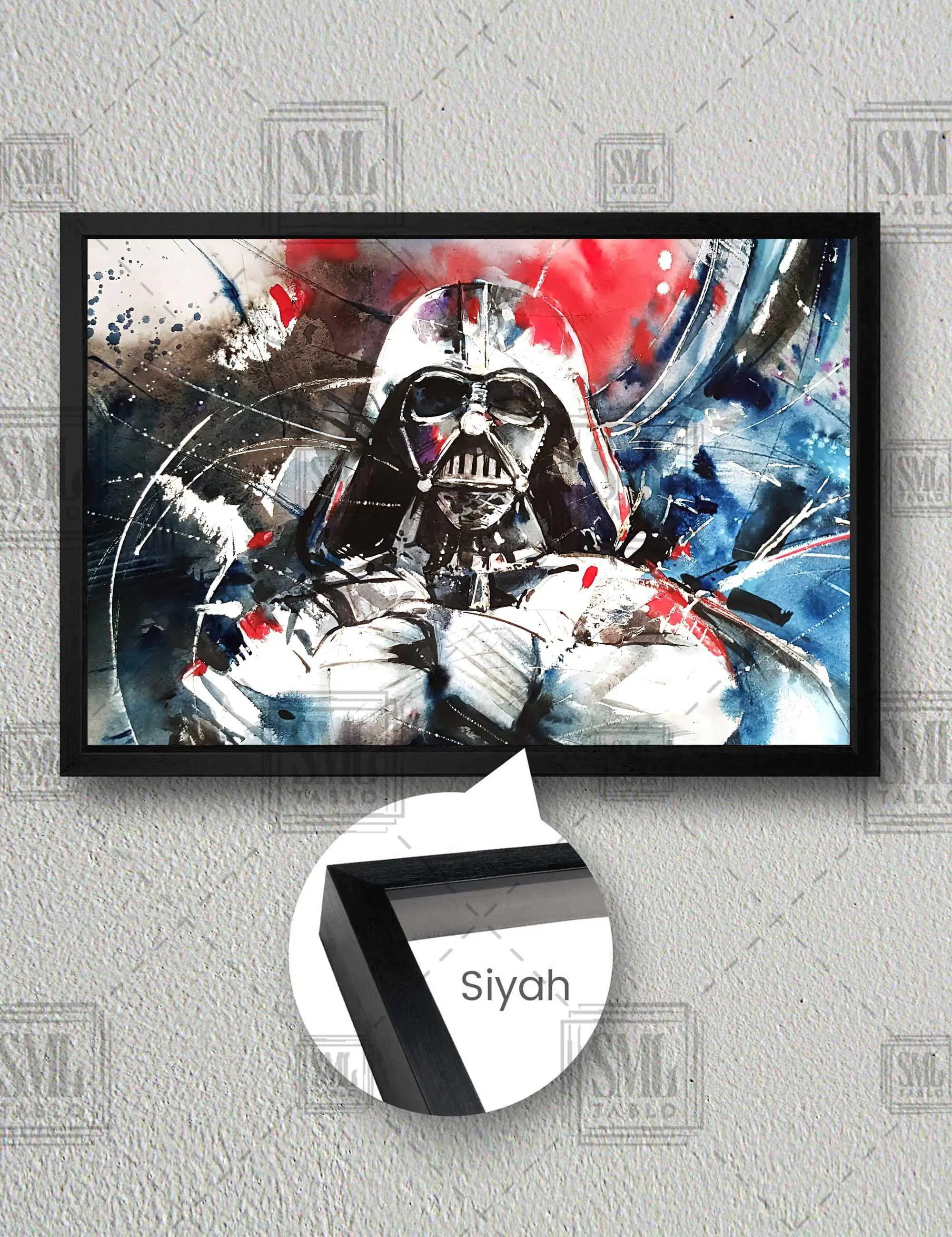 Darth Vader Yıldız Savaşları Efsane Film Dekor Yatay Çerçeveli Kanvas Tablo - Siyah