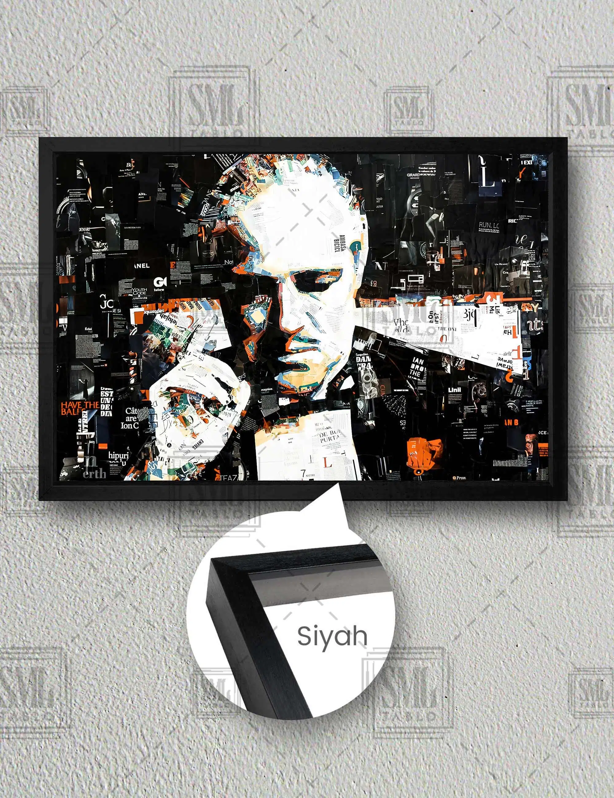 The Godfather Don Corleone Dergi Kolajı Yatay Çerçeveli Kanvas Tablo - Siyah