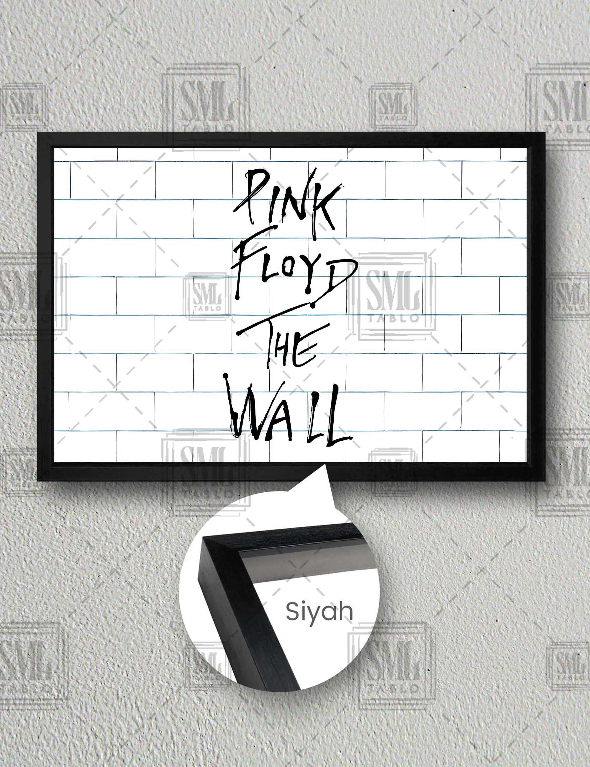Pink Floyd The Wall Müzik Grubu Albüm Kapağı Yatay Çerçeveli Kanvas Tablo - Siyah