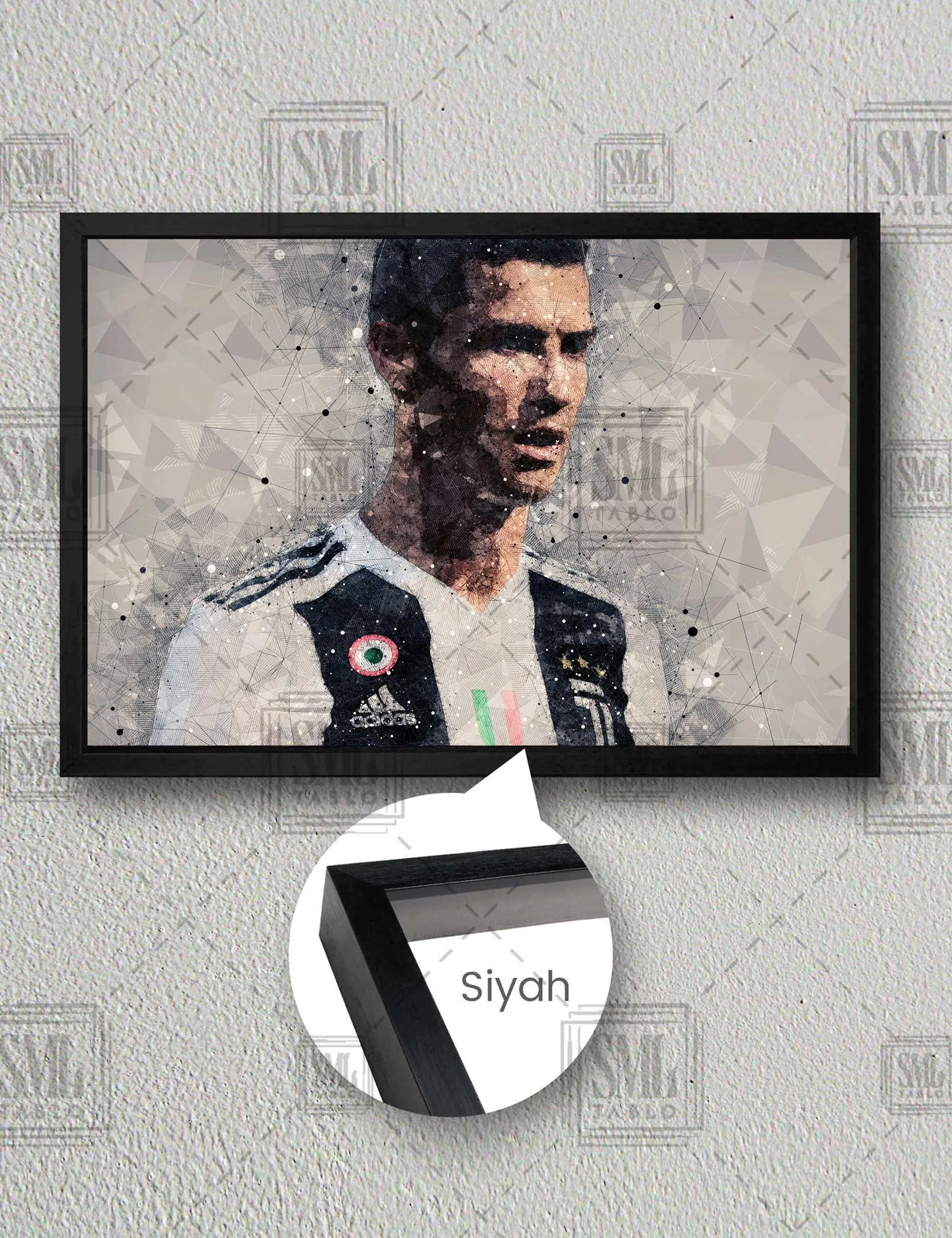 Christiano Ronaldo Efsane Futbolcu En İyi Futbolcu Yatay Çerçeveli Kanvas Tablo - Siyah