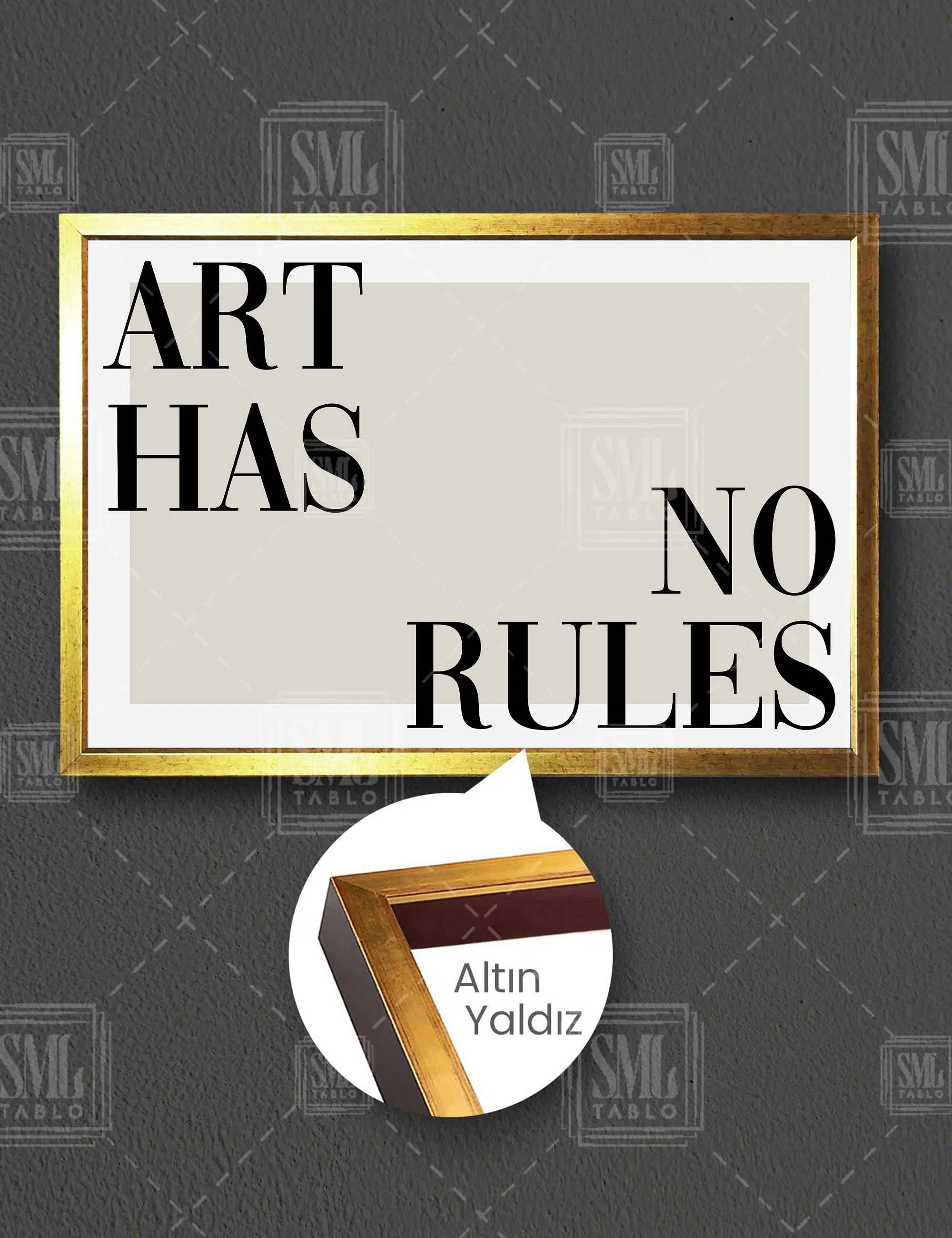 Art Has No Rules Motivasyon Tipgrafik Yatay Çerçeveli Kanvas Tablo