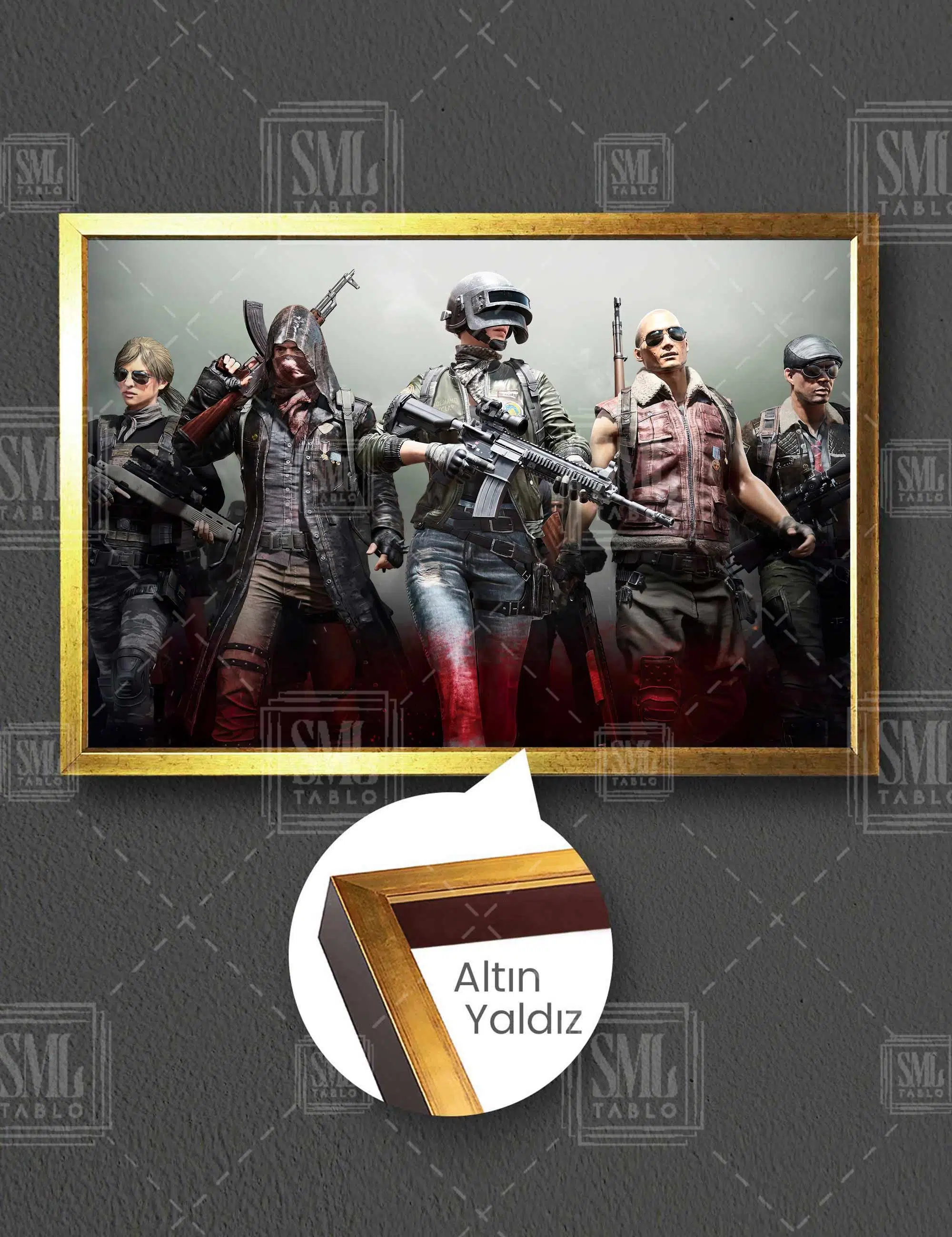 Pubg Mobil Online Oyuncular Yatay Çerçeveli Kanvas Tablo