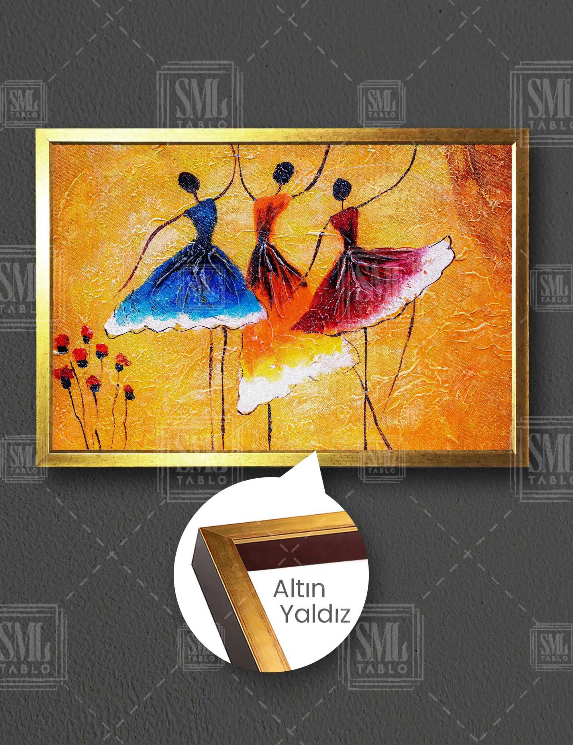 Afrkalı Dans Eden Kadın Etnik Kıyafet African Woman Yatay Çerçeveli Kanvas Tablo