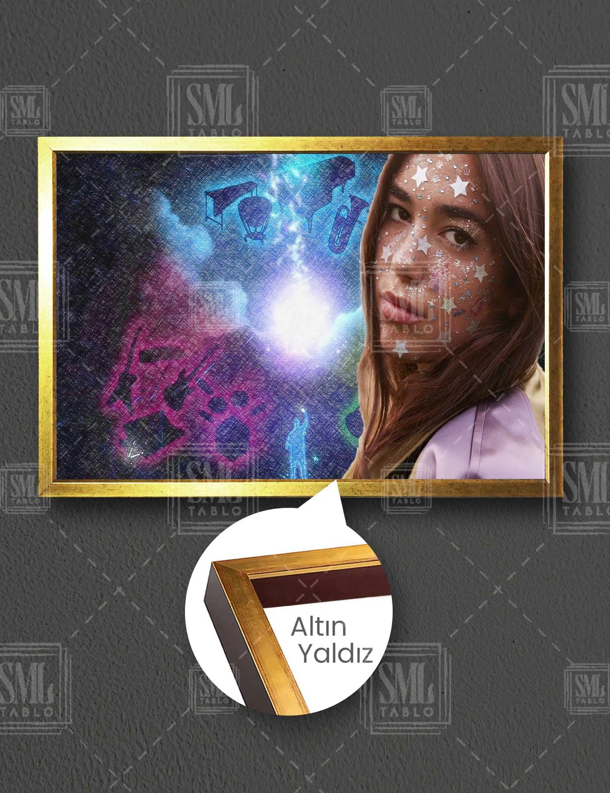 Dua Lipa Star Müzik Sanat Art Yatay Çerçeveli Kanvas Tablo