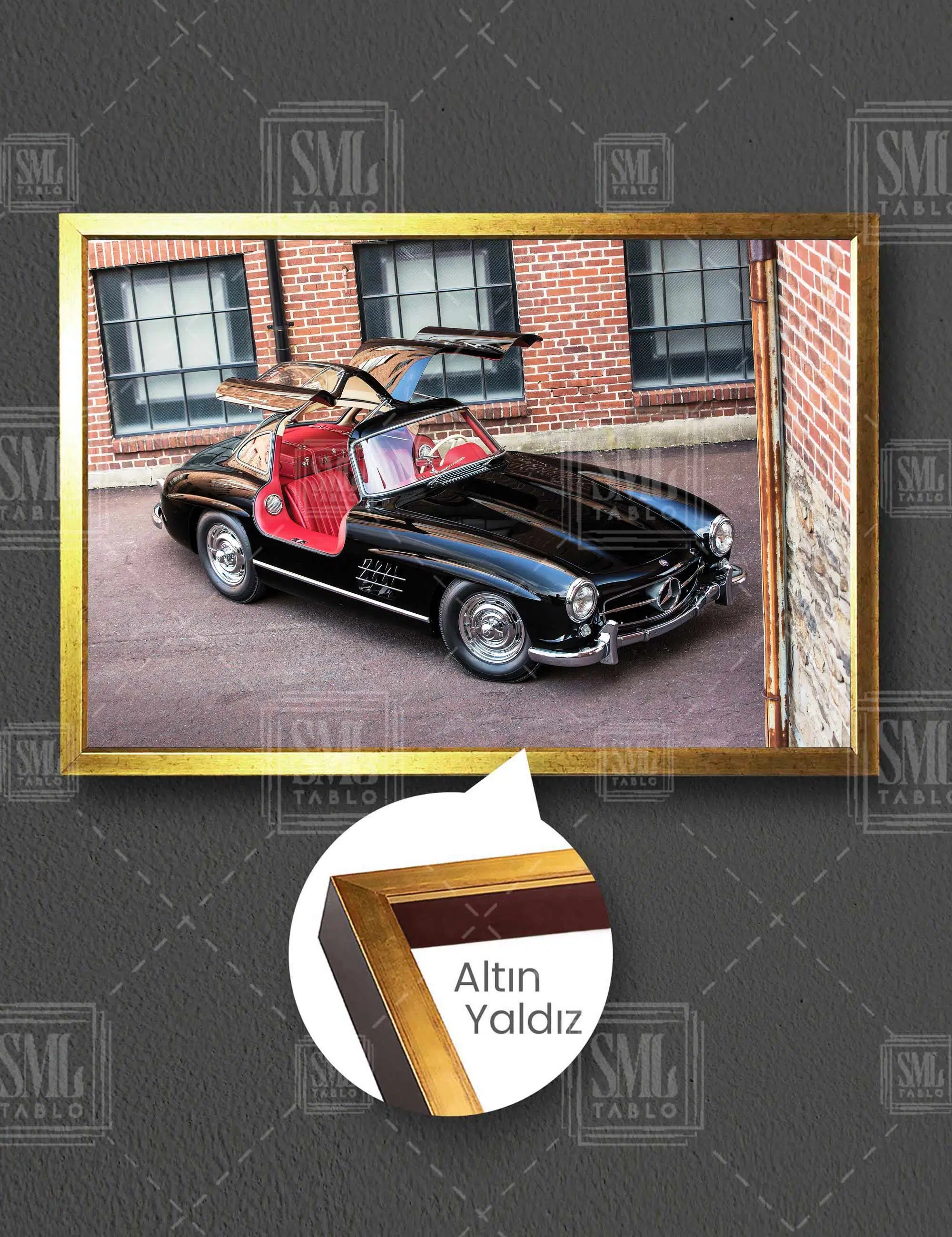 Mercedes Benz 300 Sl Cabrio Kanat Kapılı Araba Yatay Çerçeveli Kanvas Tablo