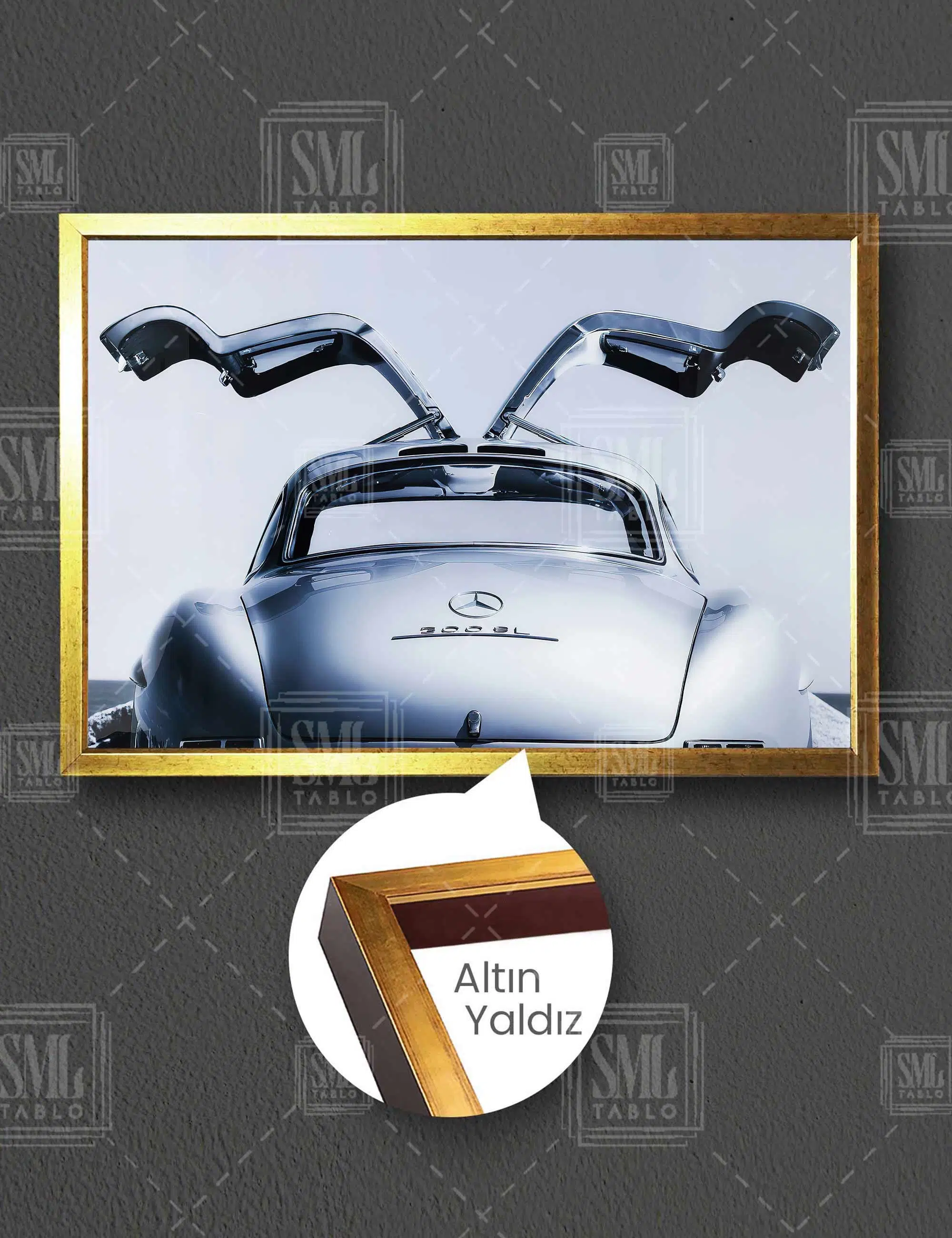 Mercedes Benz 300 Sl Kanat Kapı Yatay Çerçeveli Kanvas Tablo