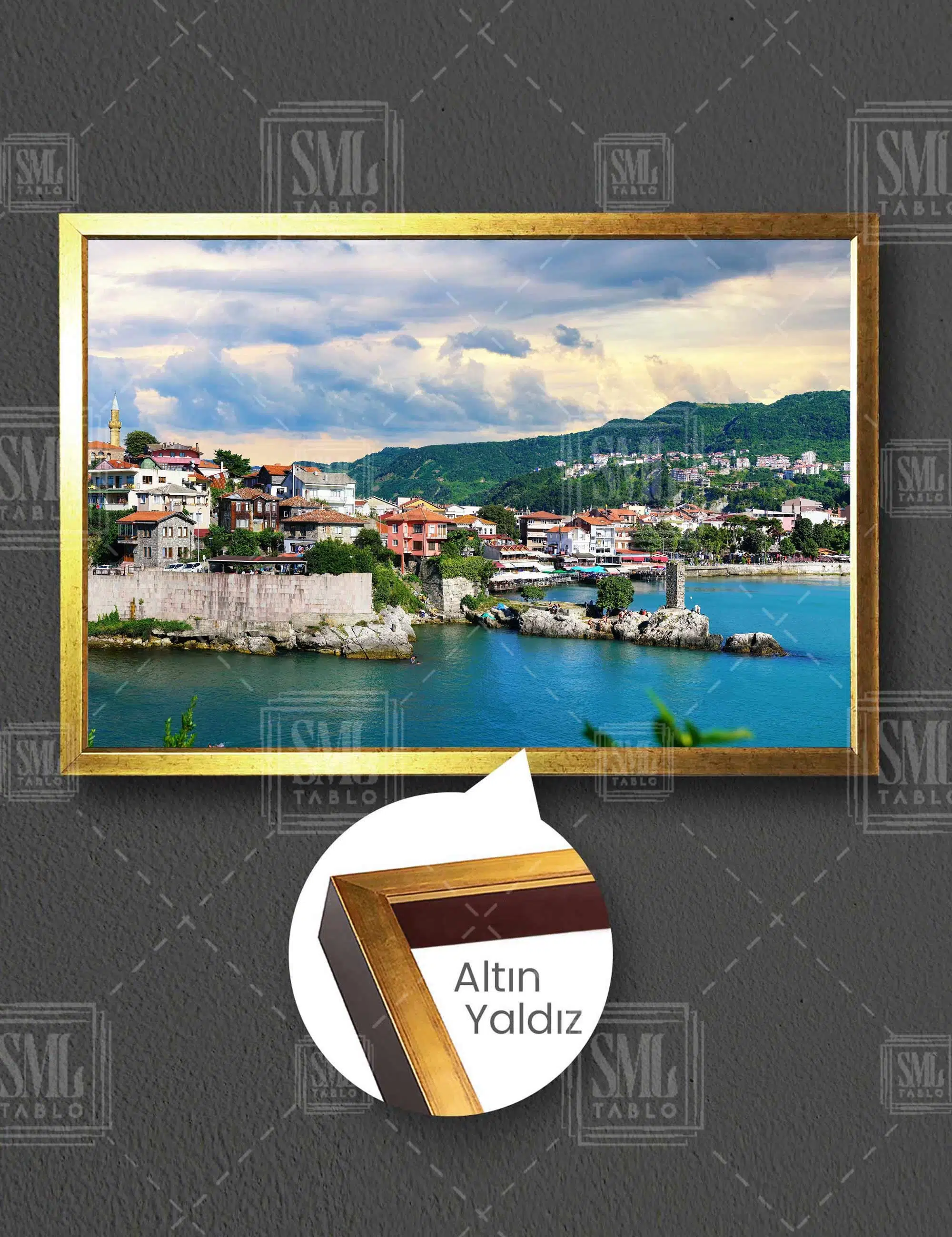 Amasra Bartın Doğal Güzellikleri Deniz Doğa Manzara Yatay Çerçeveli Kanvas Tablo