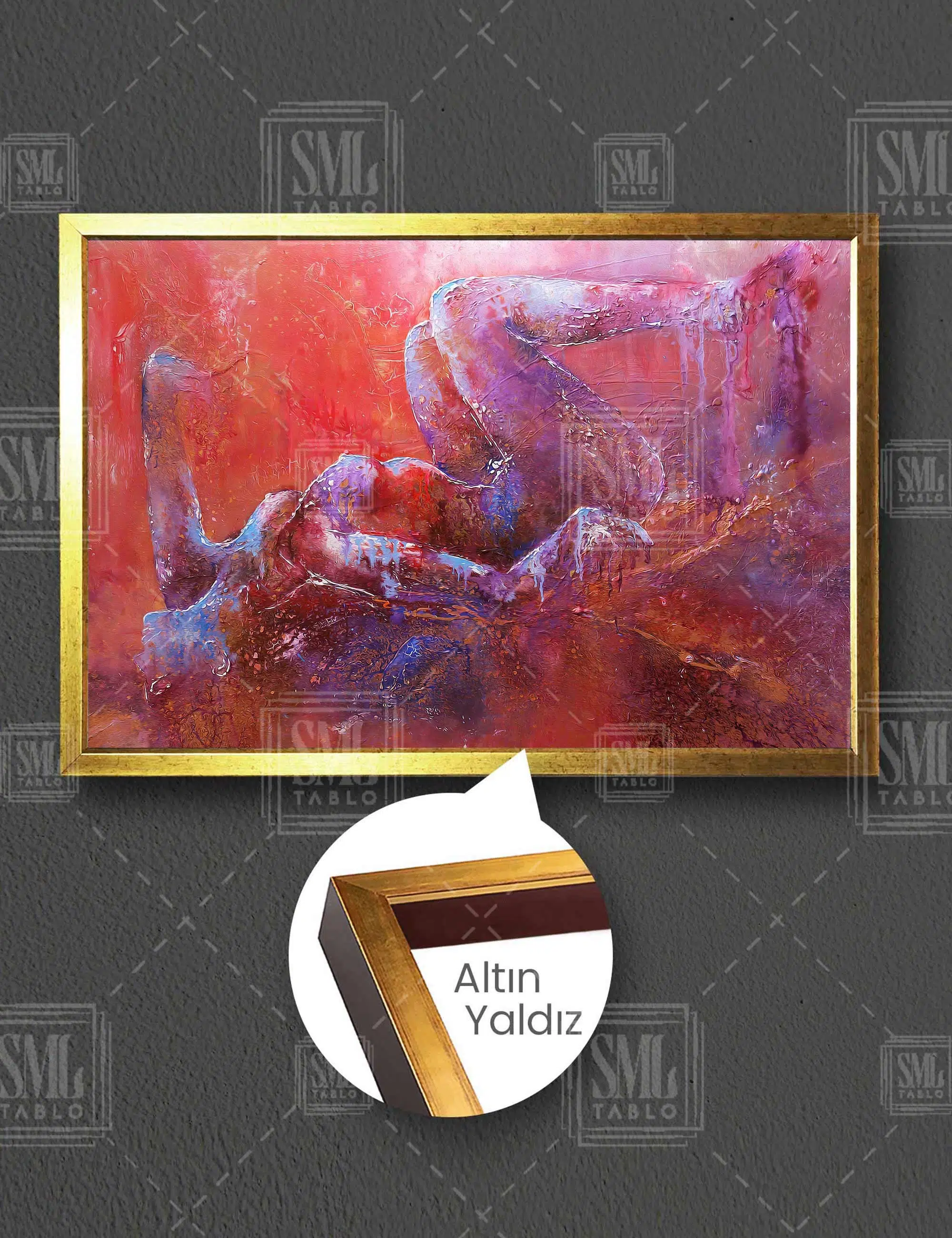 Soyut Sanat Uzanan Kadın Nü Abstract Sanat Dekoratif Yatay Çerçeveli Kanvas Tablo