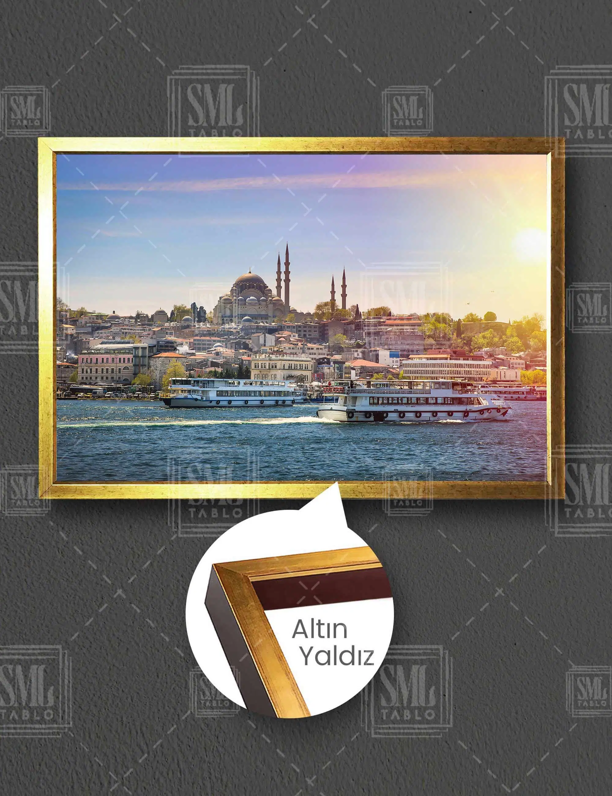 Tarihi Yarımada İstanbulun Simgesi Cami Manzara Yatay Çerçeveli Kanvas Tablo