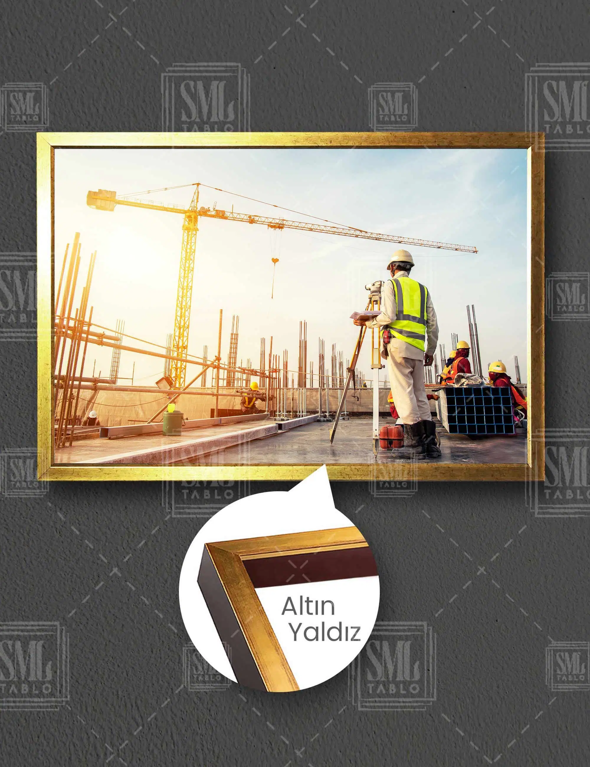 Bina İnşaatı İnşaat Mühendisliği City Building Yapı Denetim Yatay Çerçeveli Kanvas Tablo
