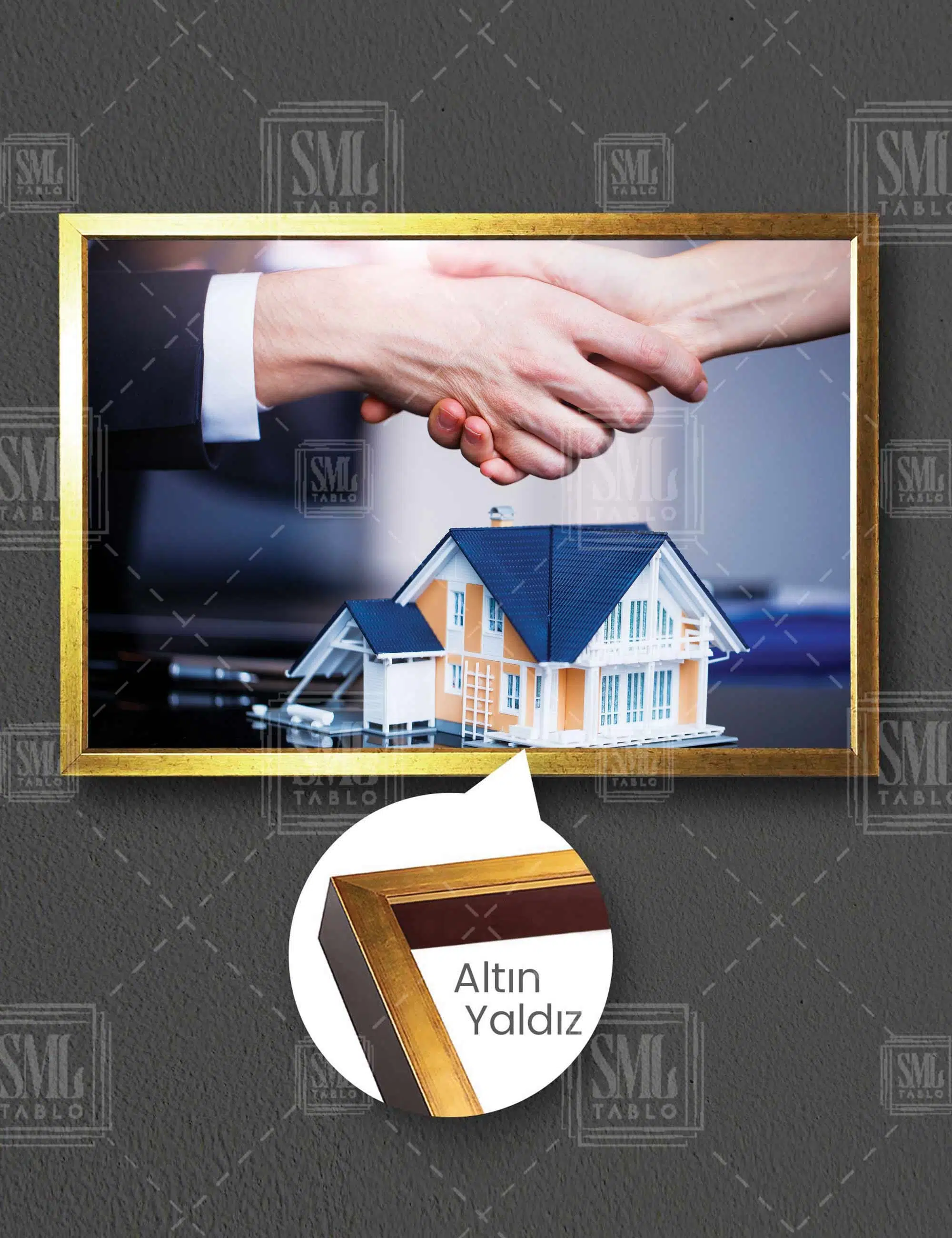 Emlak Real Estate Ev İnşaat Emlakçı Yatay Çerçeveli Kanvas Tablo