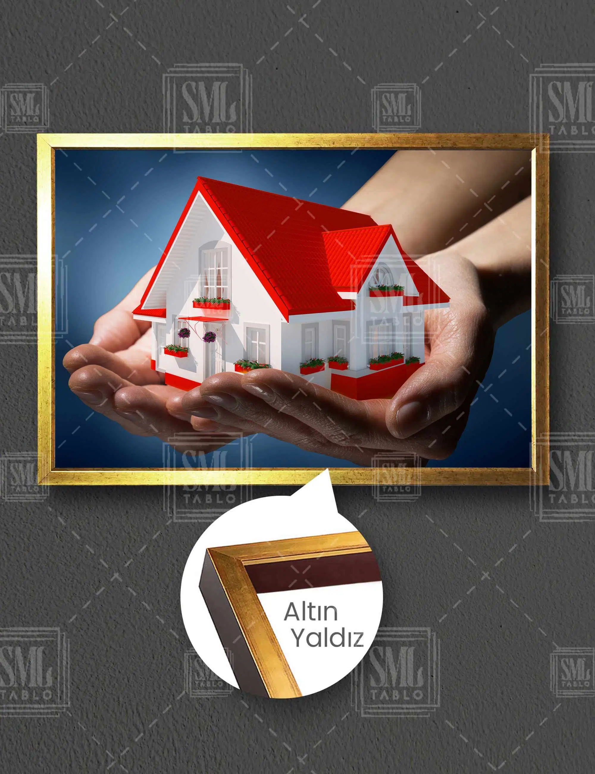 Emlak Ofisi Real Estate Emlakçı Yapı Denetim Deprem Sigortası Yatay Çerçeveli Kanvas Tablo