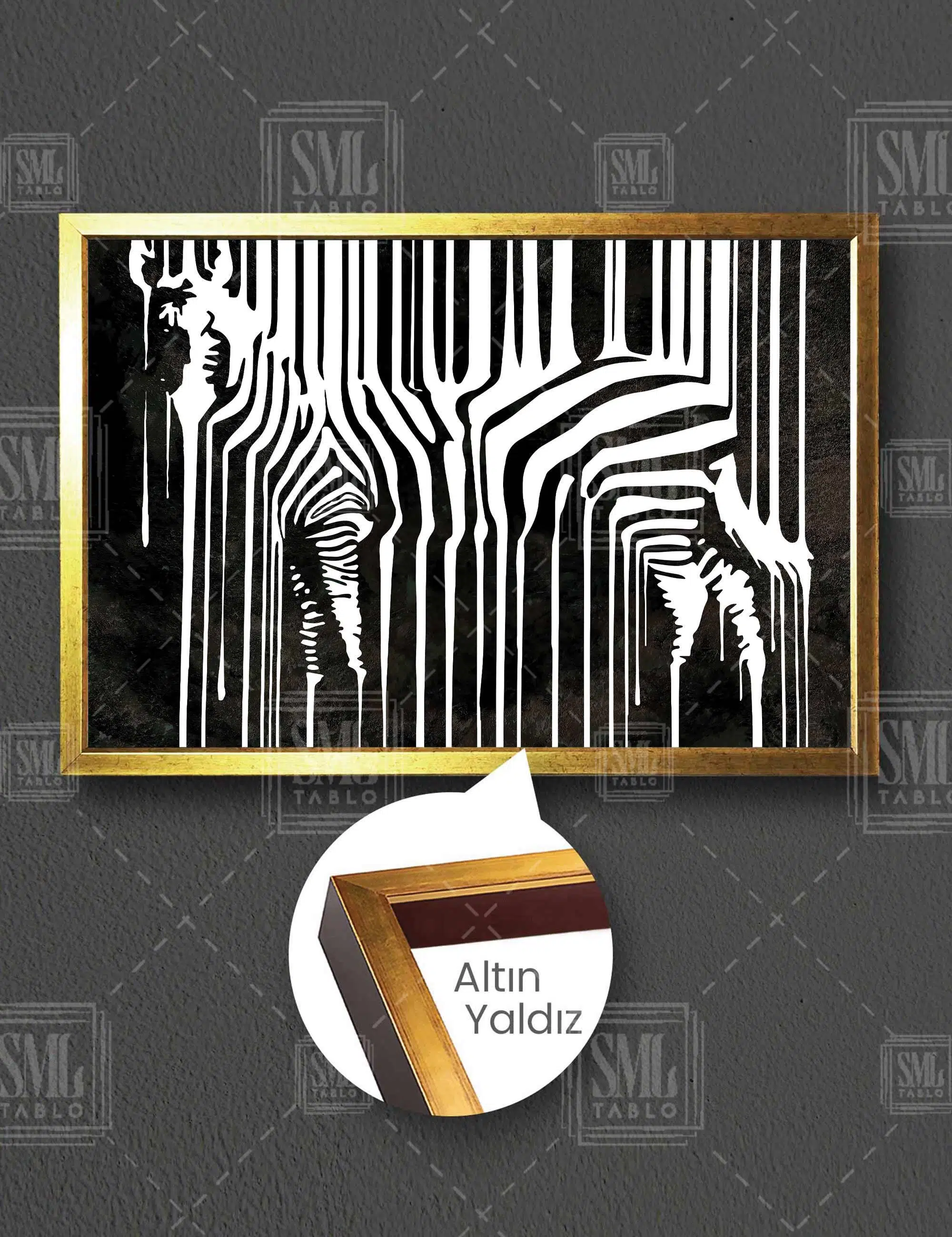 Modern Zebra Lüks Dekoratif Hayvan Yatay Çerçeveli Kanvas Tablo