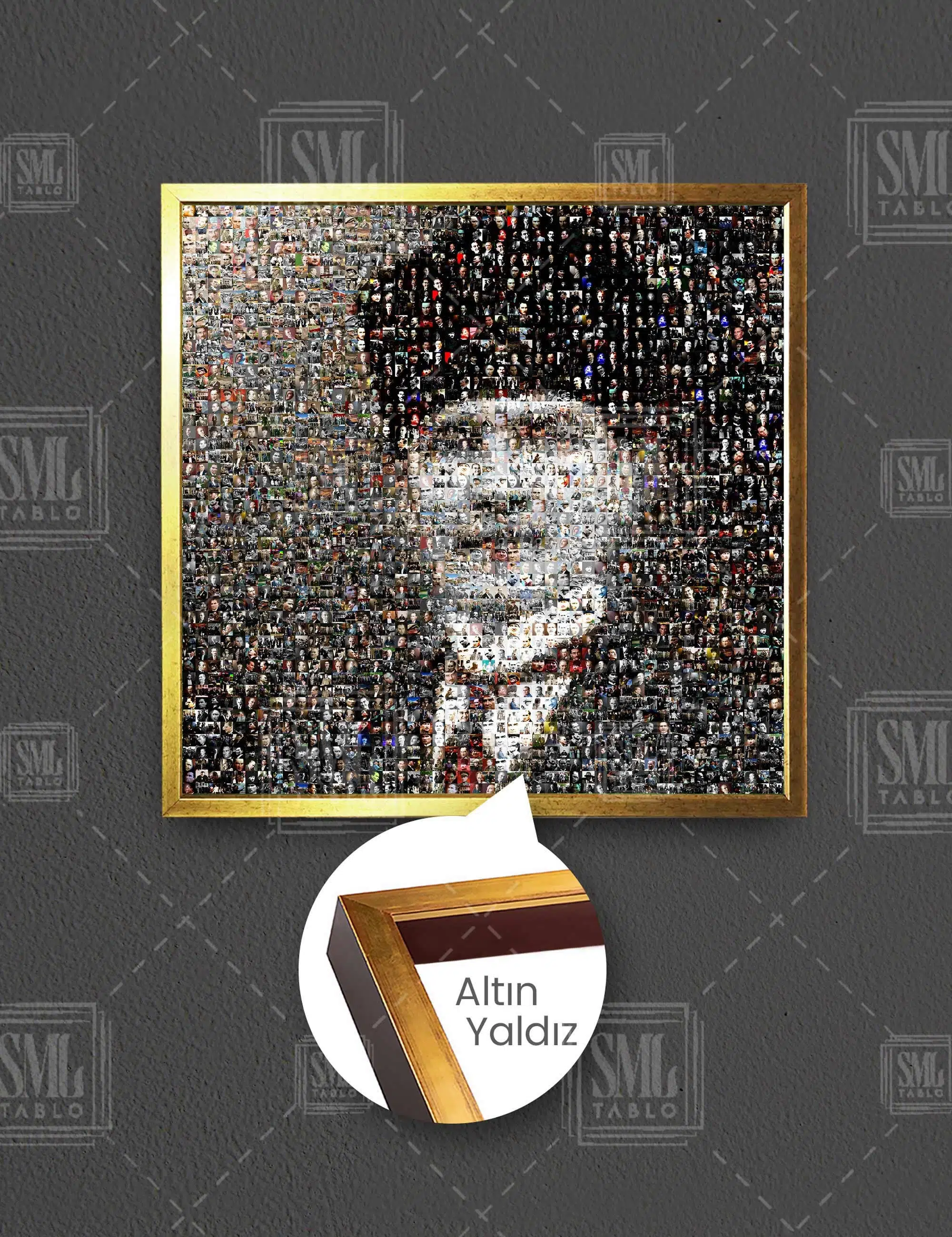 Mustafa Kemal Atatürk Resim Albüm Kare Çerçeveli Kanvas Tablo