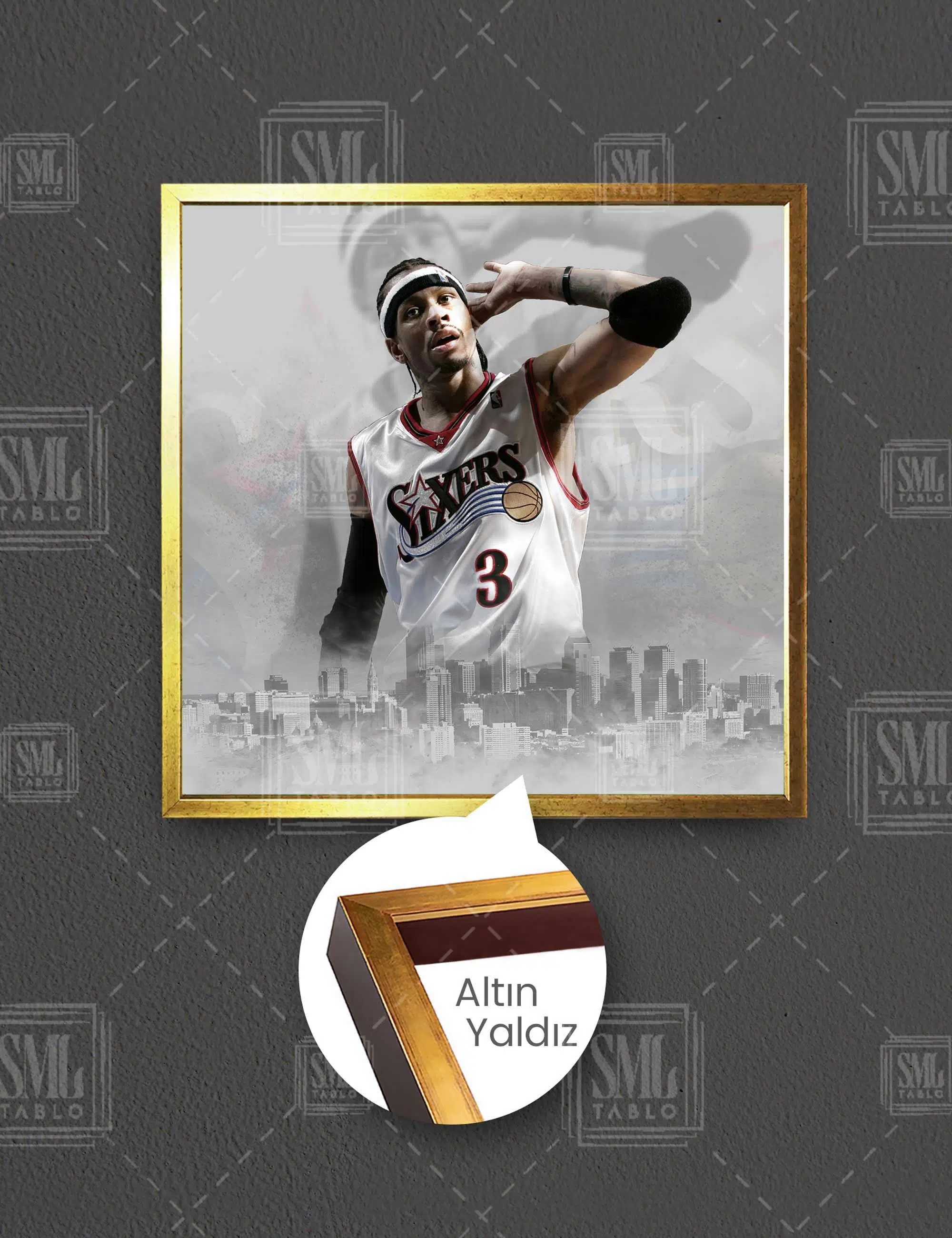 Allen Iverson Basketbol Nba Soyut Art Dekoratif Kare Çerçeveli Kanvas Tablo