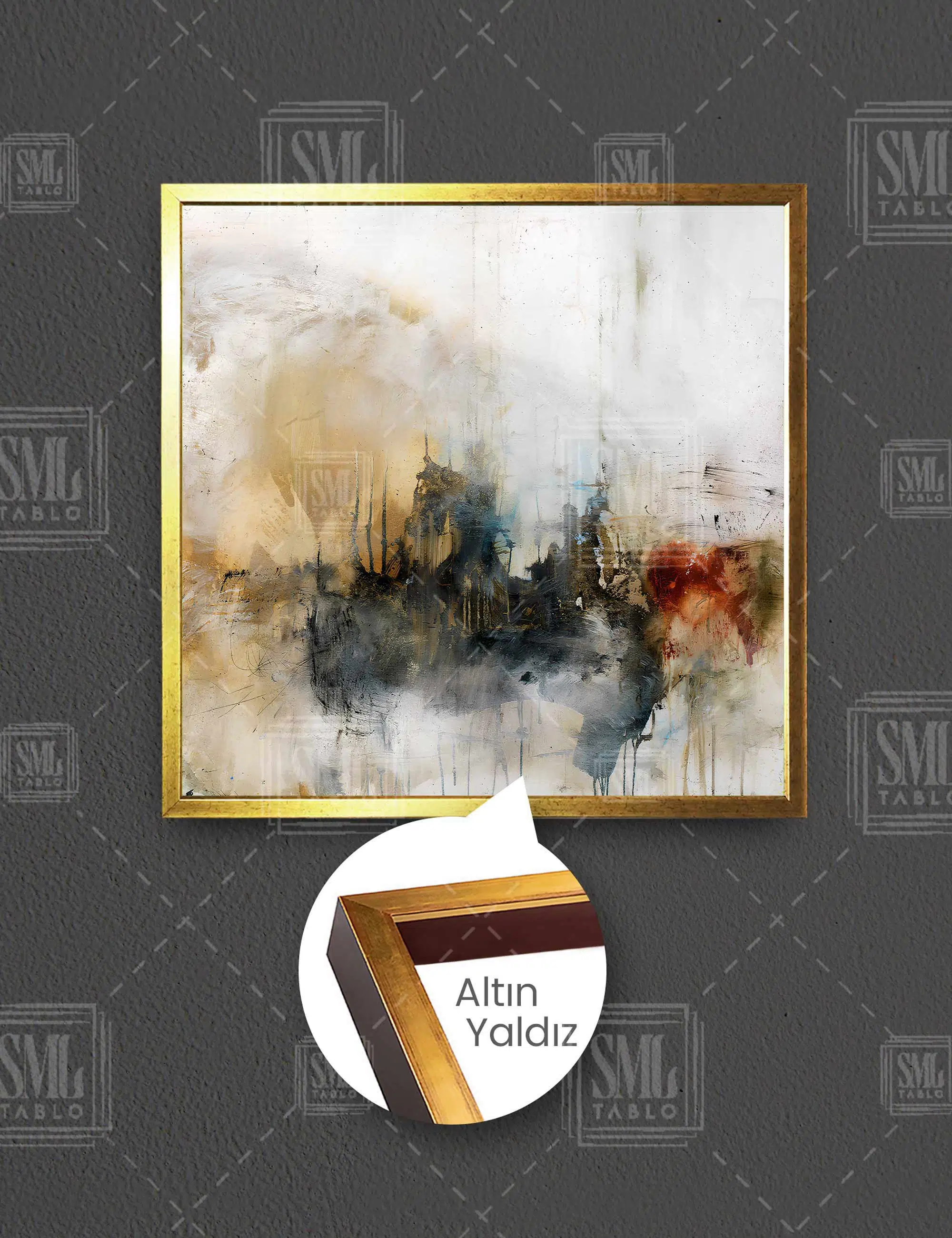 Soyut Sanat Pastel Renkler Abstract Dekoratif Art Kare Çerçeveli Kanvas Tablo