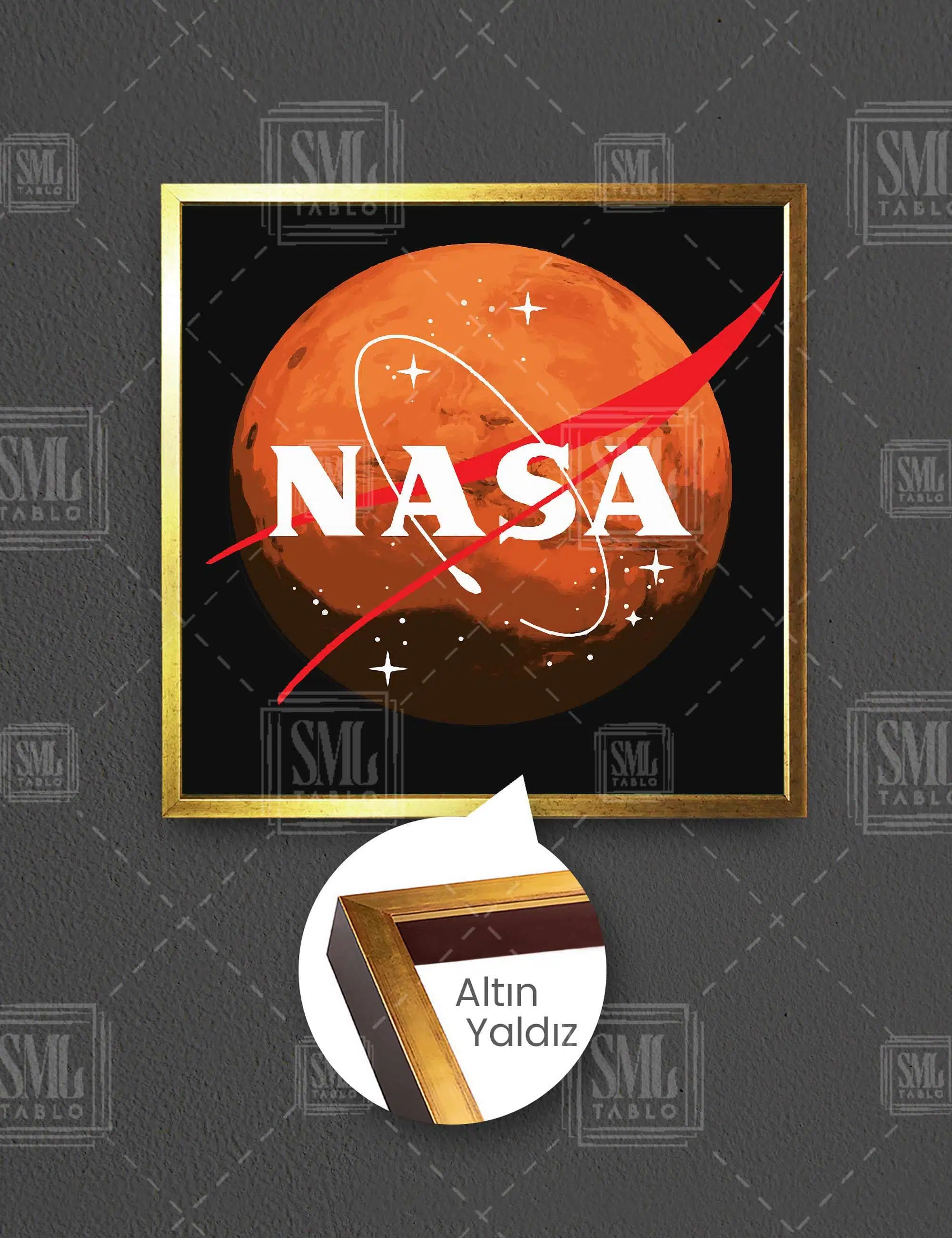 Nasa Mars Uzay Galaksi Kozmos Kare Çerçeveli Kanvas Tablo