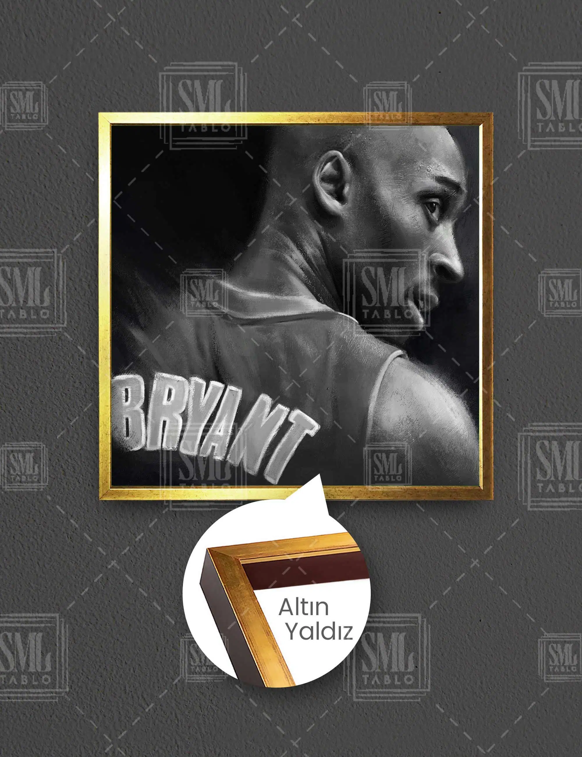 Kobe Bryant Black Mamba Siyah Beyaz Lakers Basketbol Nba Kare Çerçeveli Kanvas Tablo