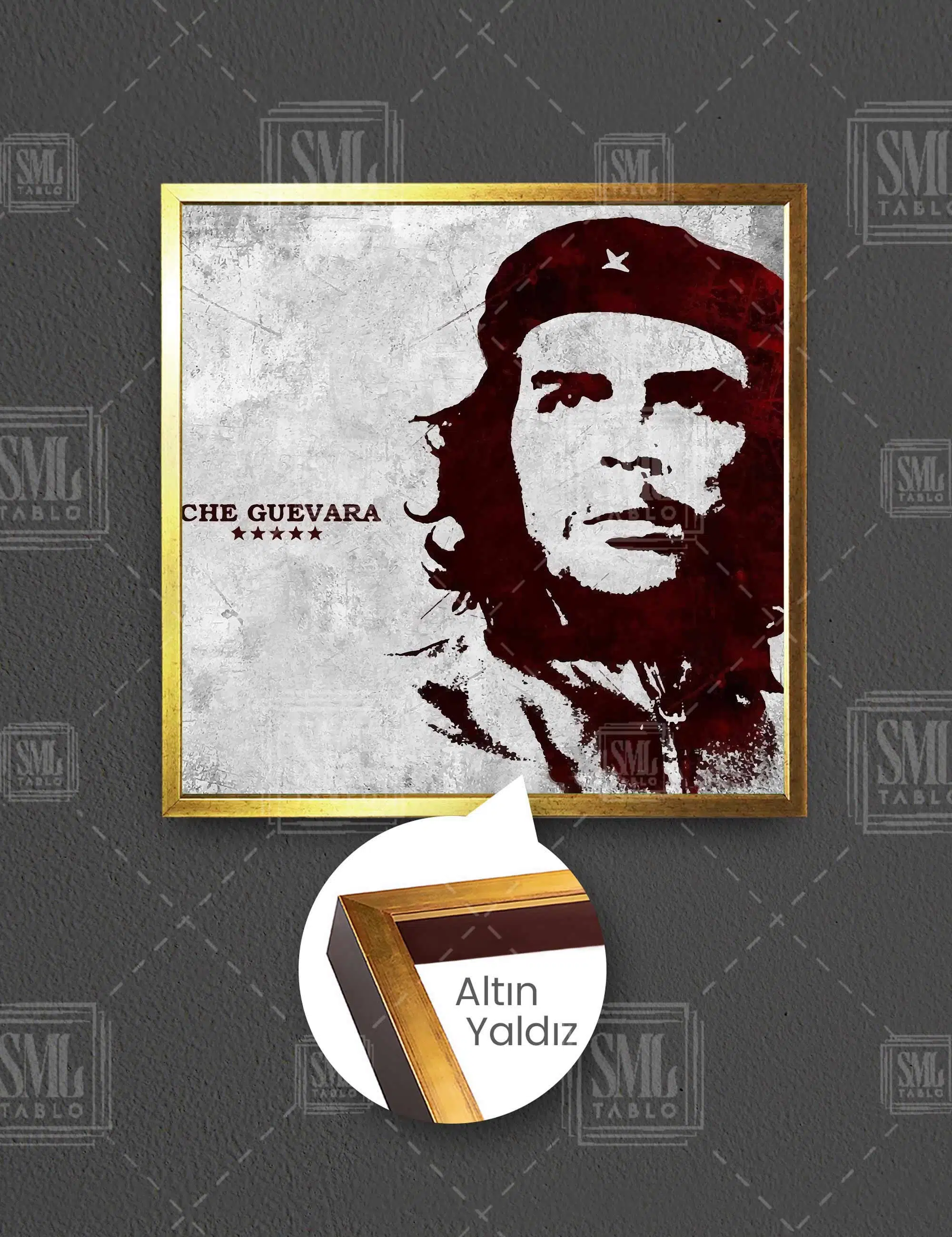 Che Guevara Art Soyut Özgürlük Kominizm Kare Çerçeveli Kanvas Tablo