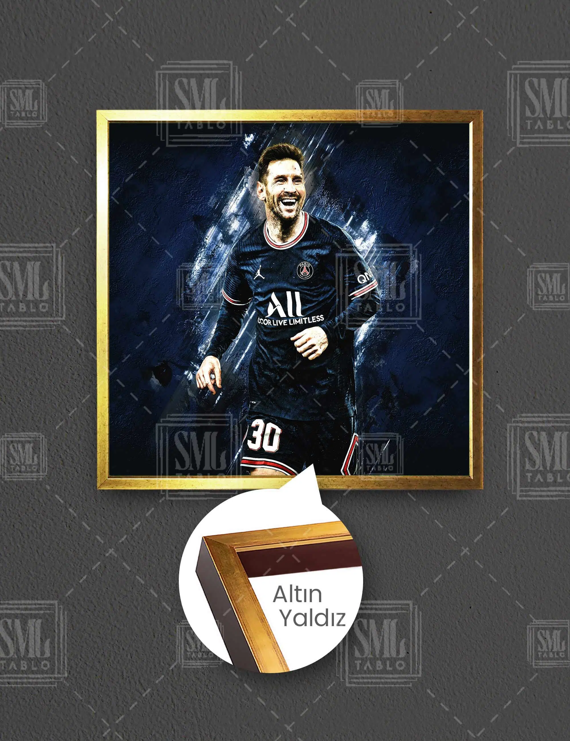 Lionel Messi Psg Paris Saint Germain Futbol Football Player Kare Çerçeveli Kanvas Tablo
