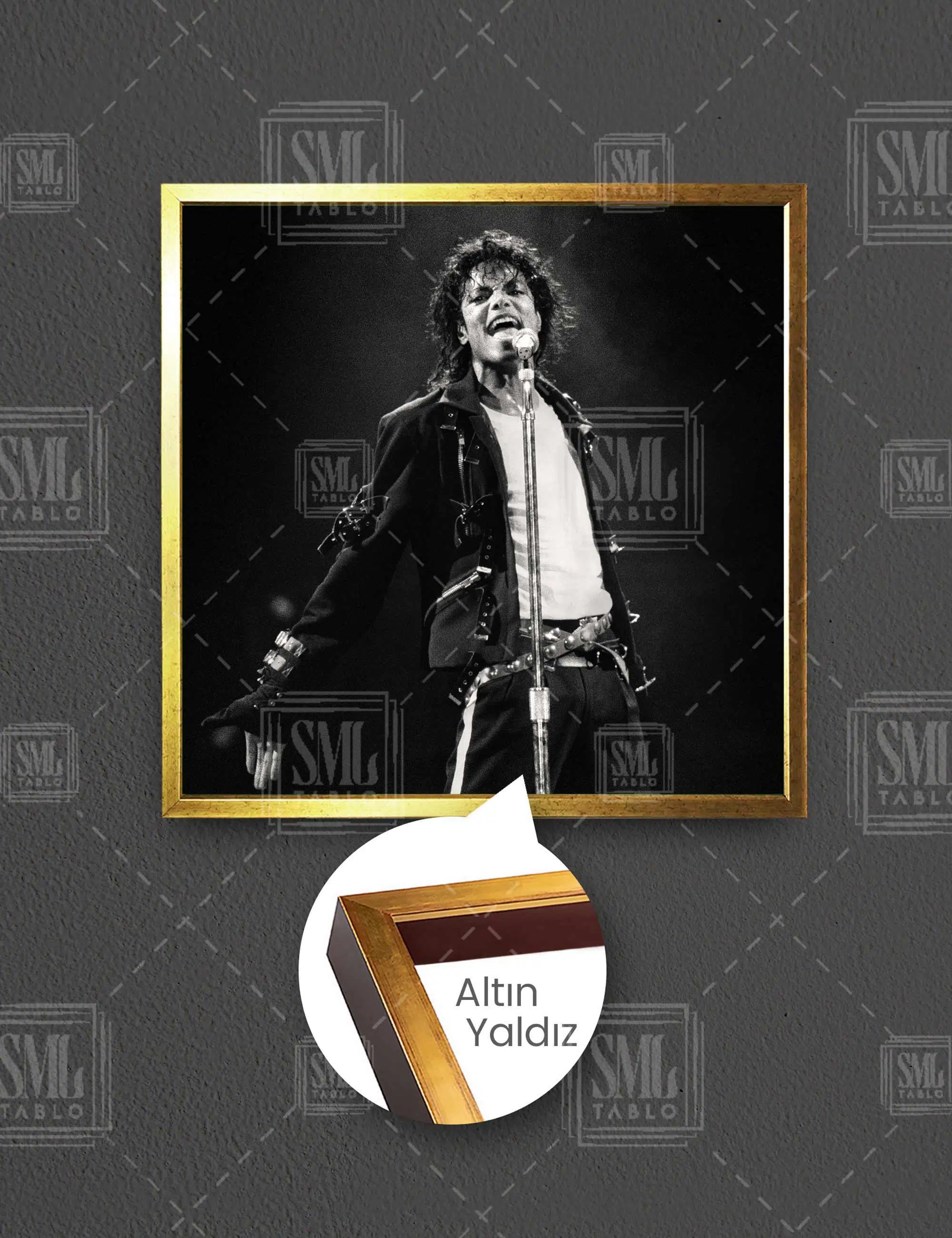 Michael Jackson Müzik Efsane Dans Siyah Çeket Dekor Kare Çerçeveli Kanvas Tablo
