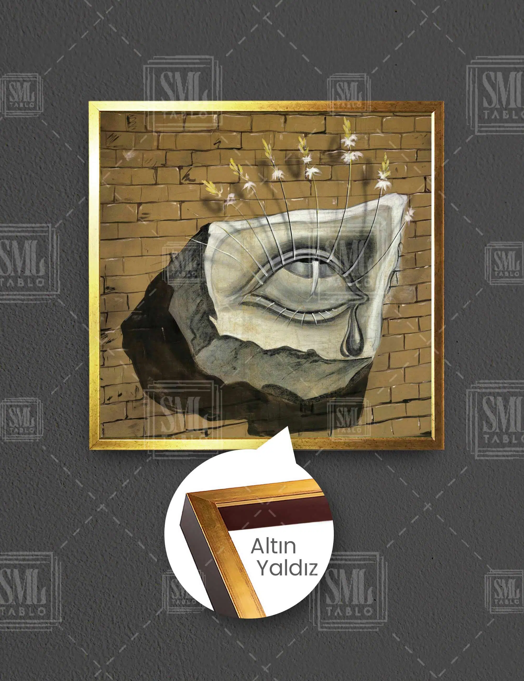 Salvador Dali Çiçek Açan Göz Ressam L Oeil Fleuri Kare Çerçeveli Kanvas Tablo