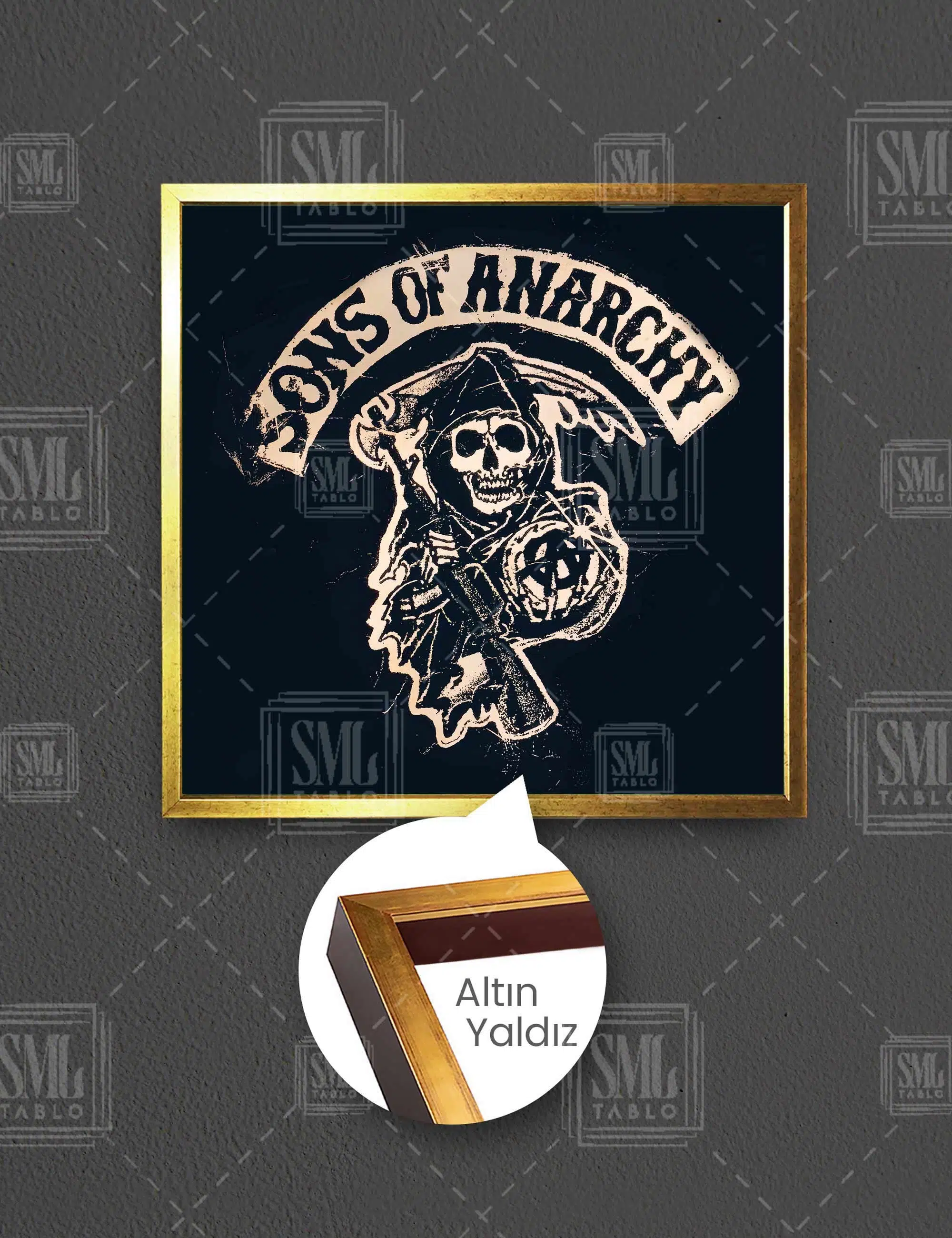 Sons Of Anarchy Motorsiklet Çetesi Kare Çerçeveli Kanvas Tablo
