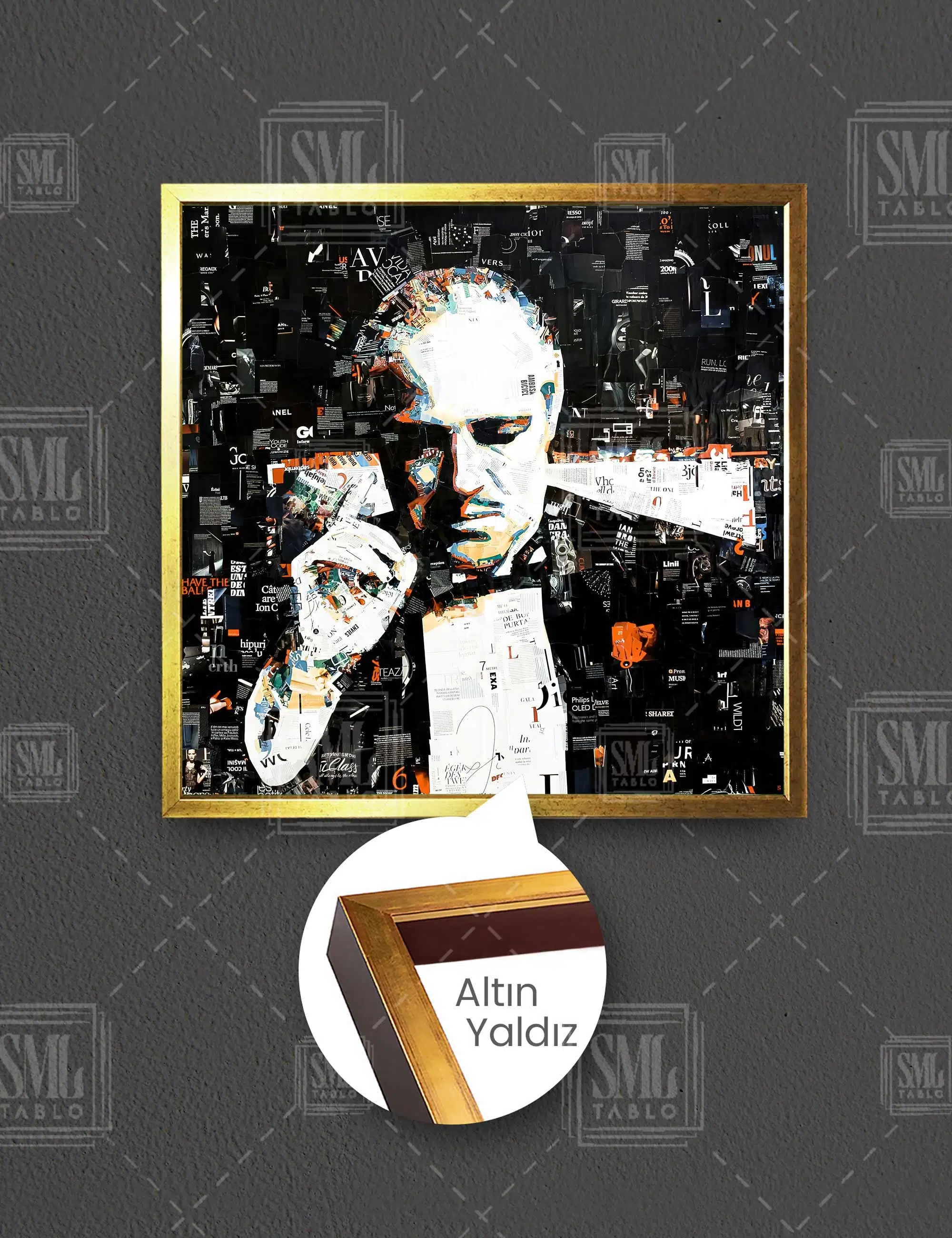 The Godfather Don Corleone Dergi Kolajı Kare Çerçeveli Kanvas Tablo